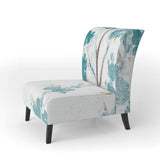 Teal Cherry Blossoms II Tranditional Accent Chair