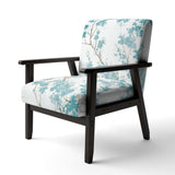 Teal Cherry Blossoms II Tranditional Accent Chair