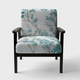 Teal Cherry Blossoms II Tranditional Accent Chair