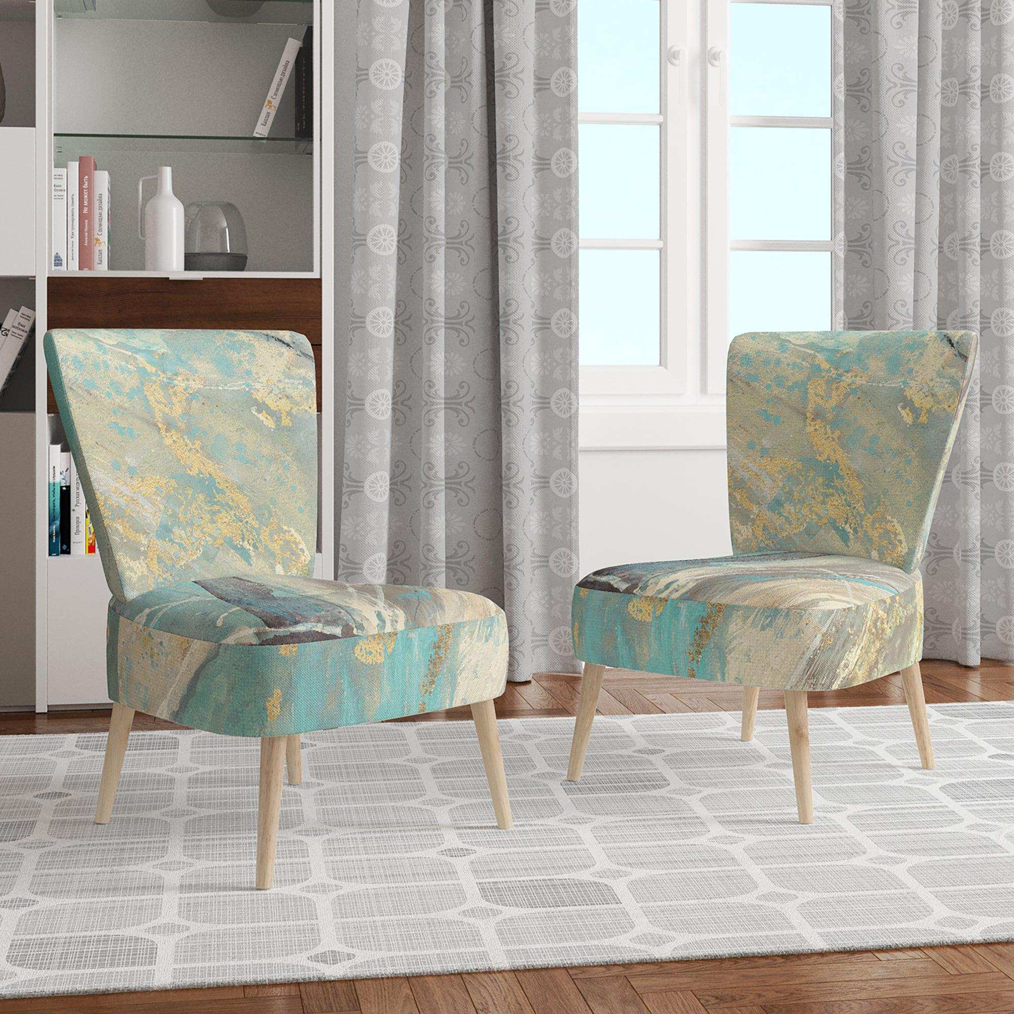 Mineral Landscape in Blue, Cream and Brown Nautical & Coastal Accent Chair