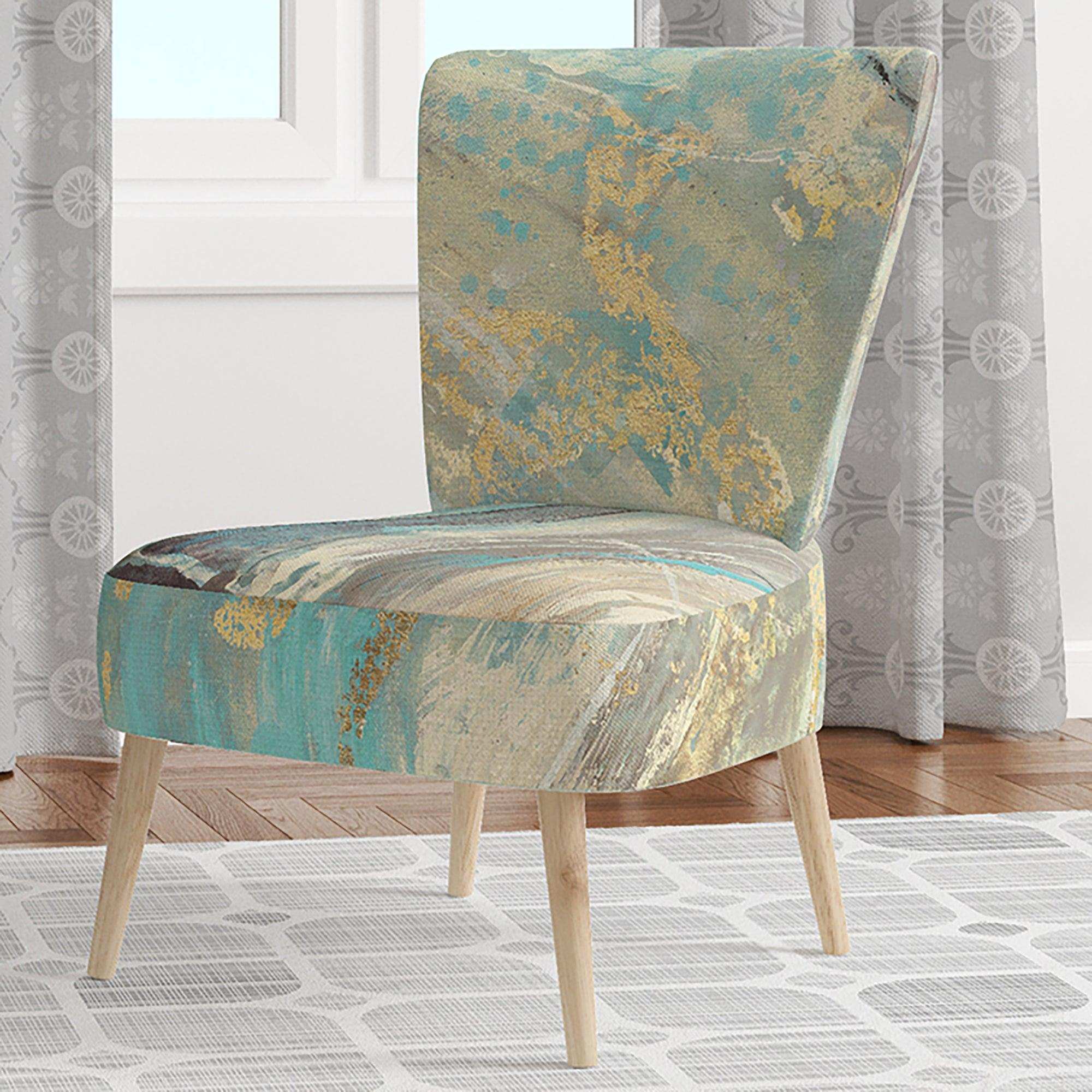 Mineral Landscape in Blue, Cream and Brown Nautical & Coastal Accent Chair