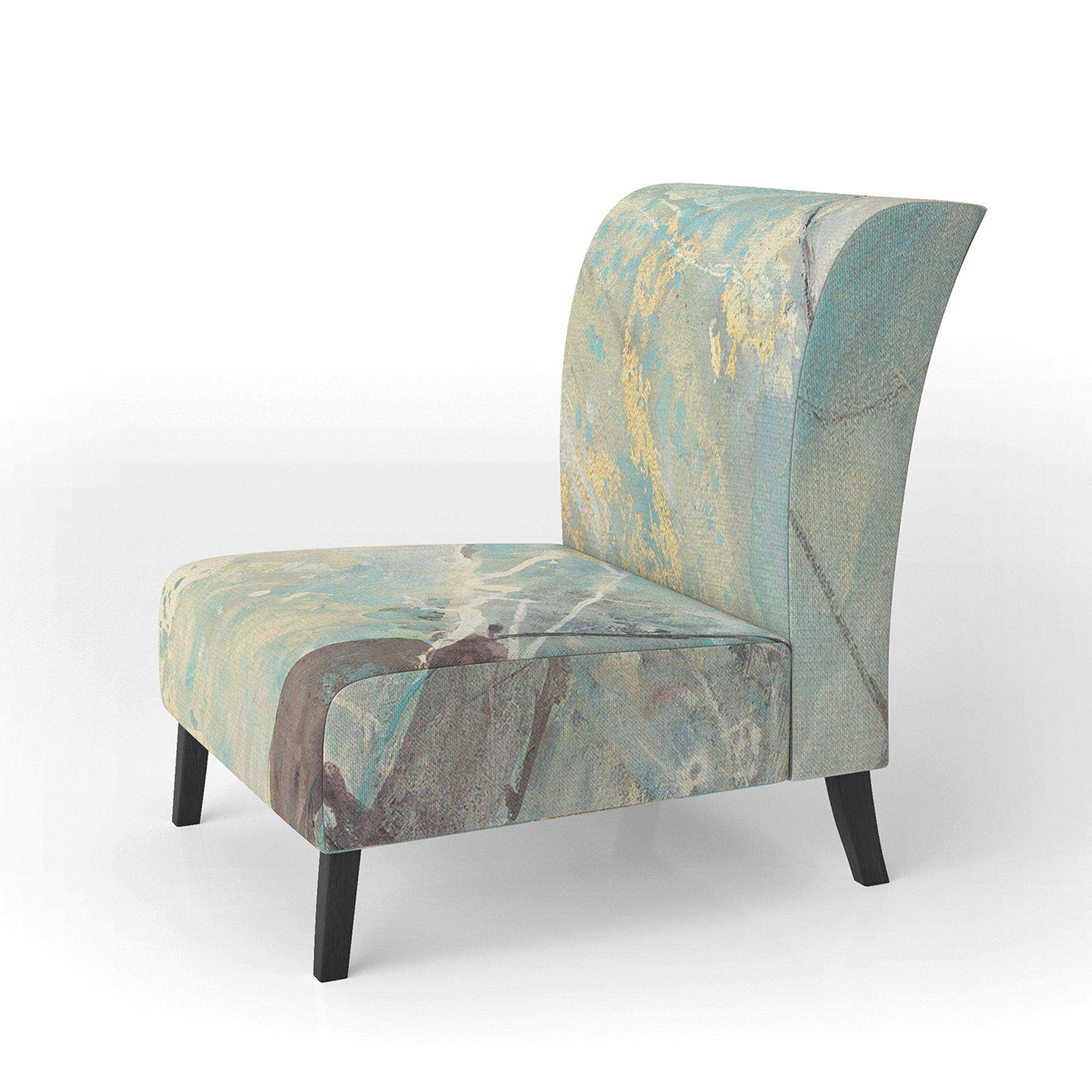 Mineral Landscape in Blue, Cream and Brown Nautical & Coastal Accent Chair