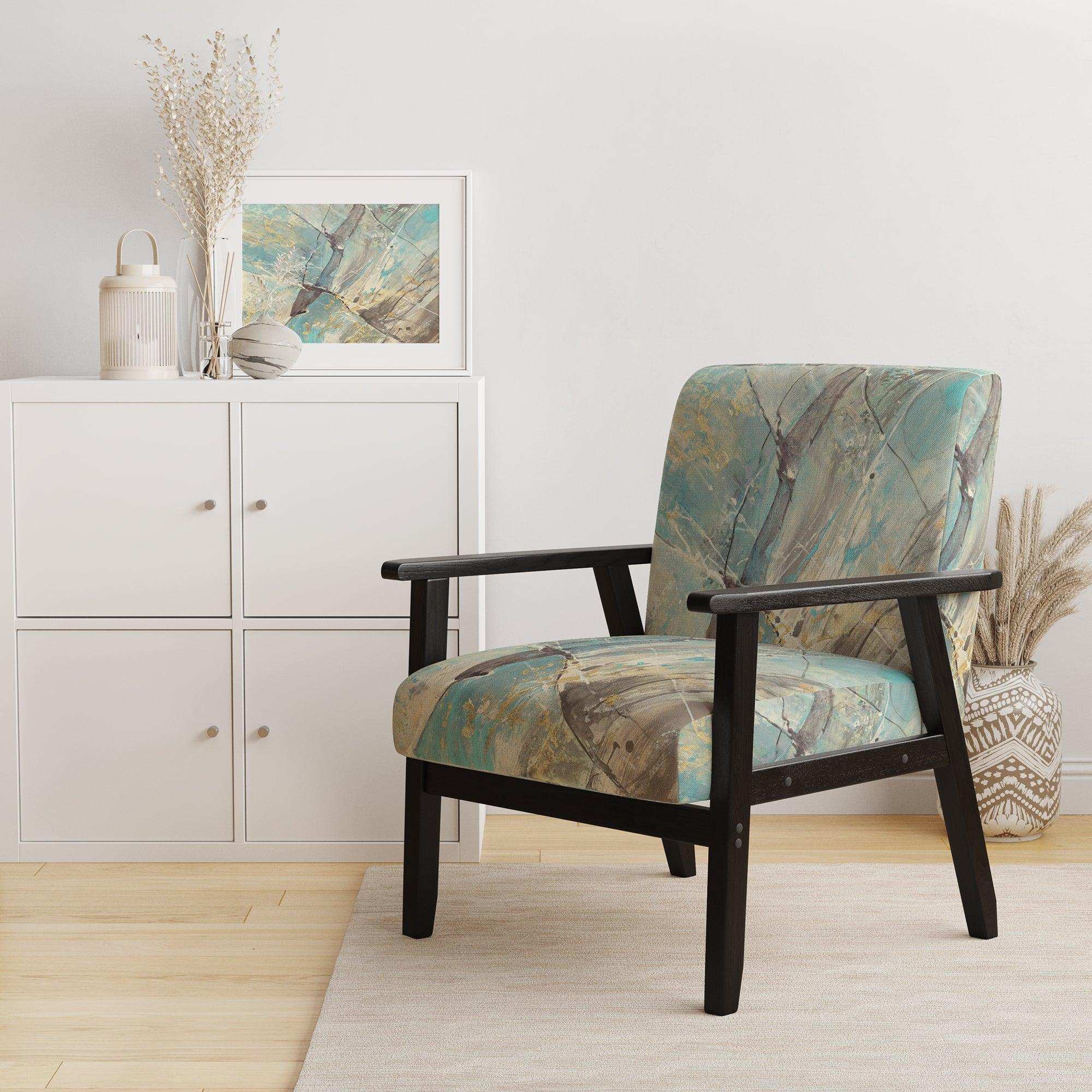 Mineral Landscape in Blue, Cream and Brown Nautical & Coastal Accent Chair
