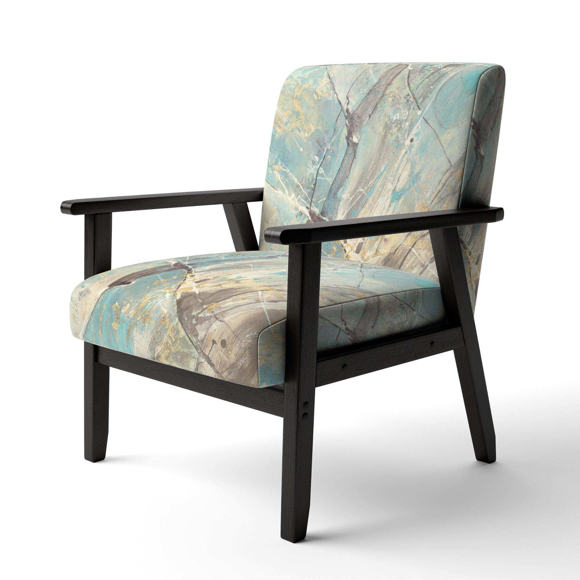 Mineral Landscape in Blue, Cream and Brown Nautical & Coastal Accent Chair
