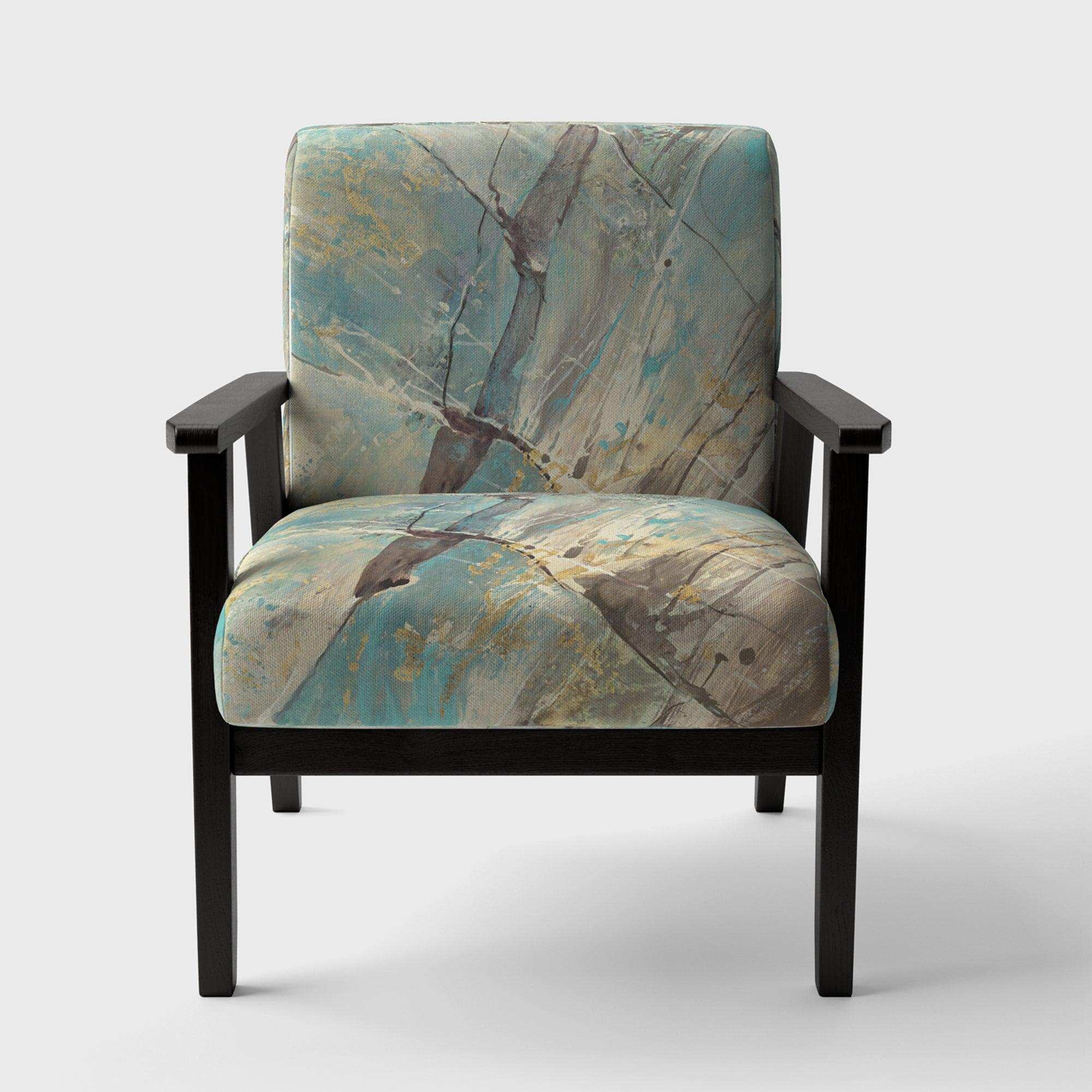 Mineral Landscape in Blue, Cream and Brown Nautical & Coastal Accent Chair