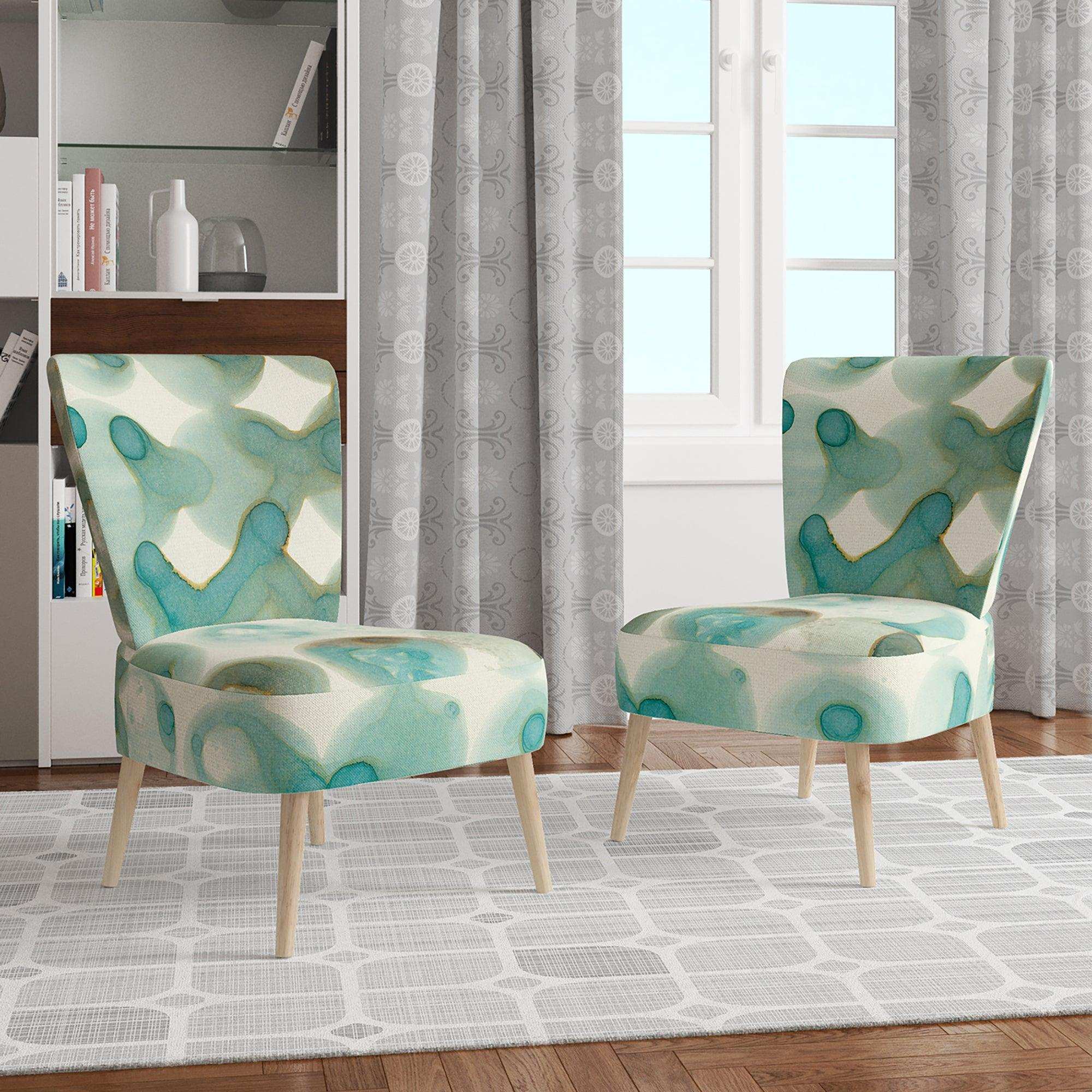Turquoise Watercolor geometrical I Modern Accent Chair