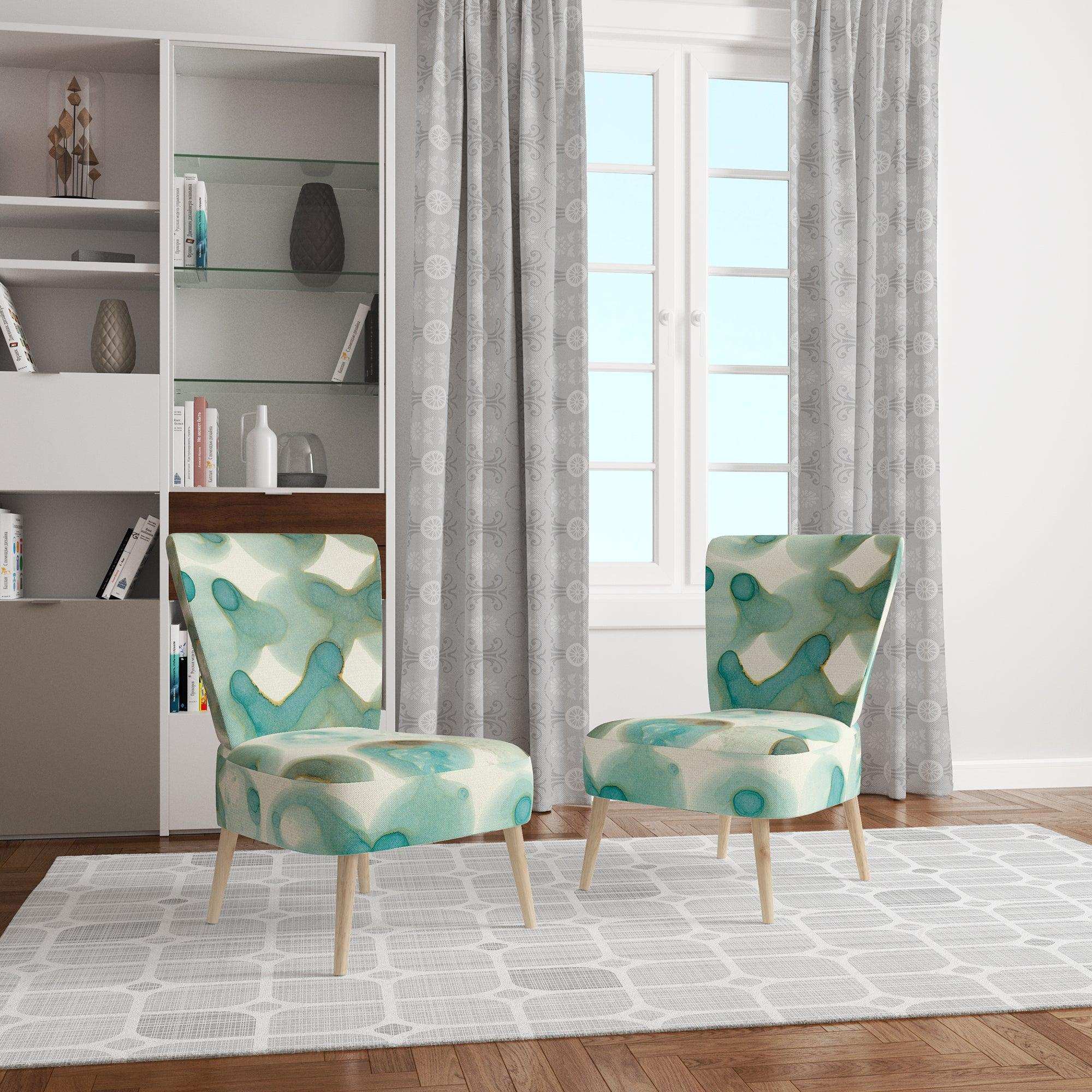 Turquoise Watercolor geometrical I Modern Accent Chair
