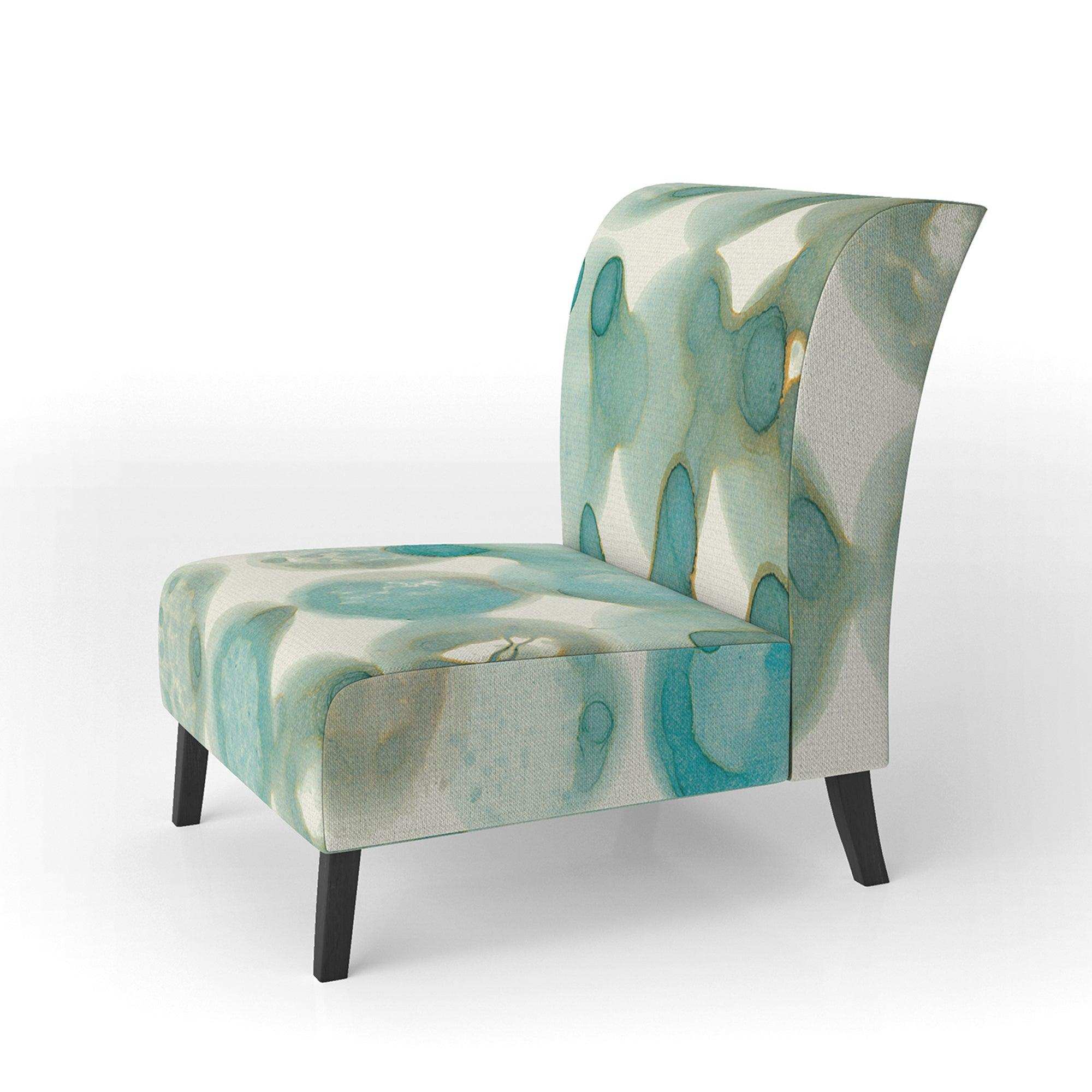 Turquoise Watercolor geometrical I Modern Accent Chair