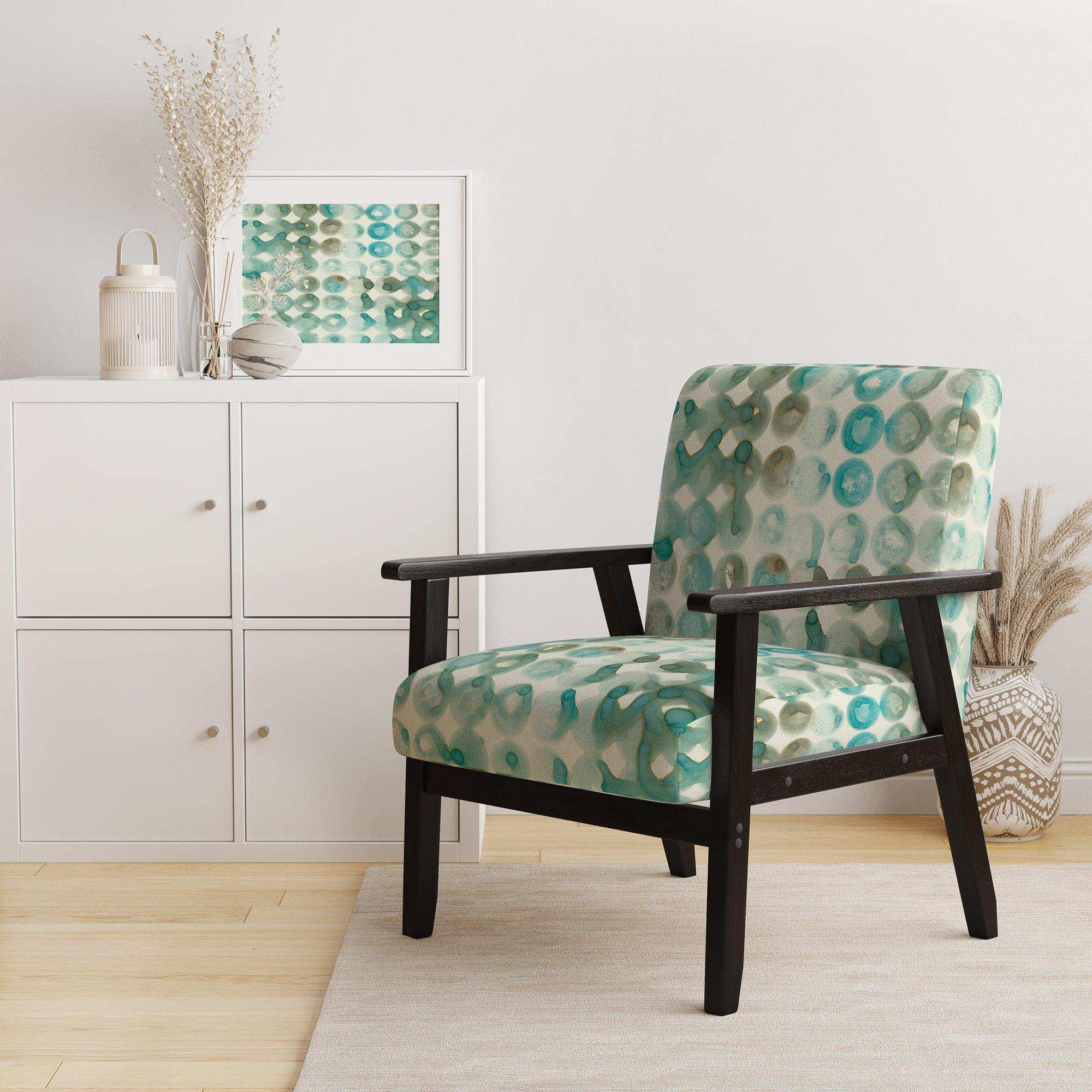 Turquoise Watercolor geometrical I Modern Accent Chair