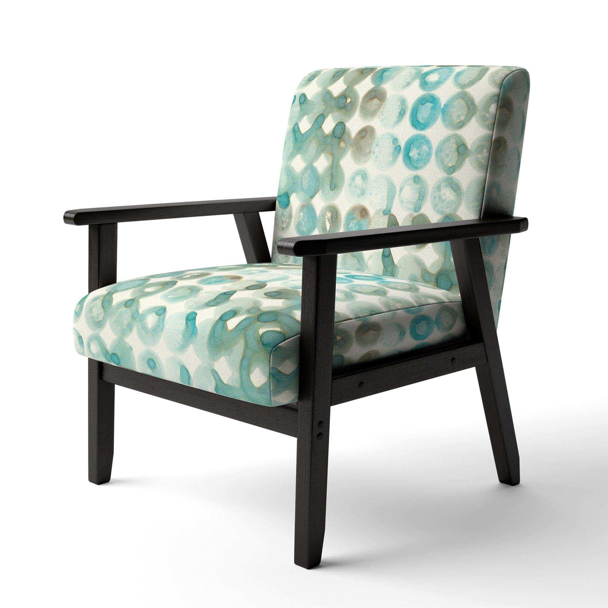Turquoise Watercolor geometrical I Modern Accent Chair