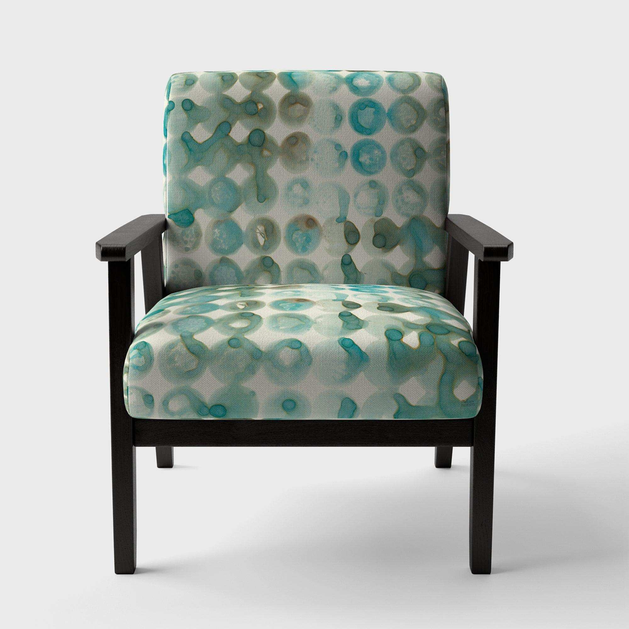 Turquoise Watercolor geometrical I Modern Accent Chair