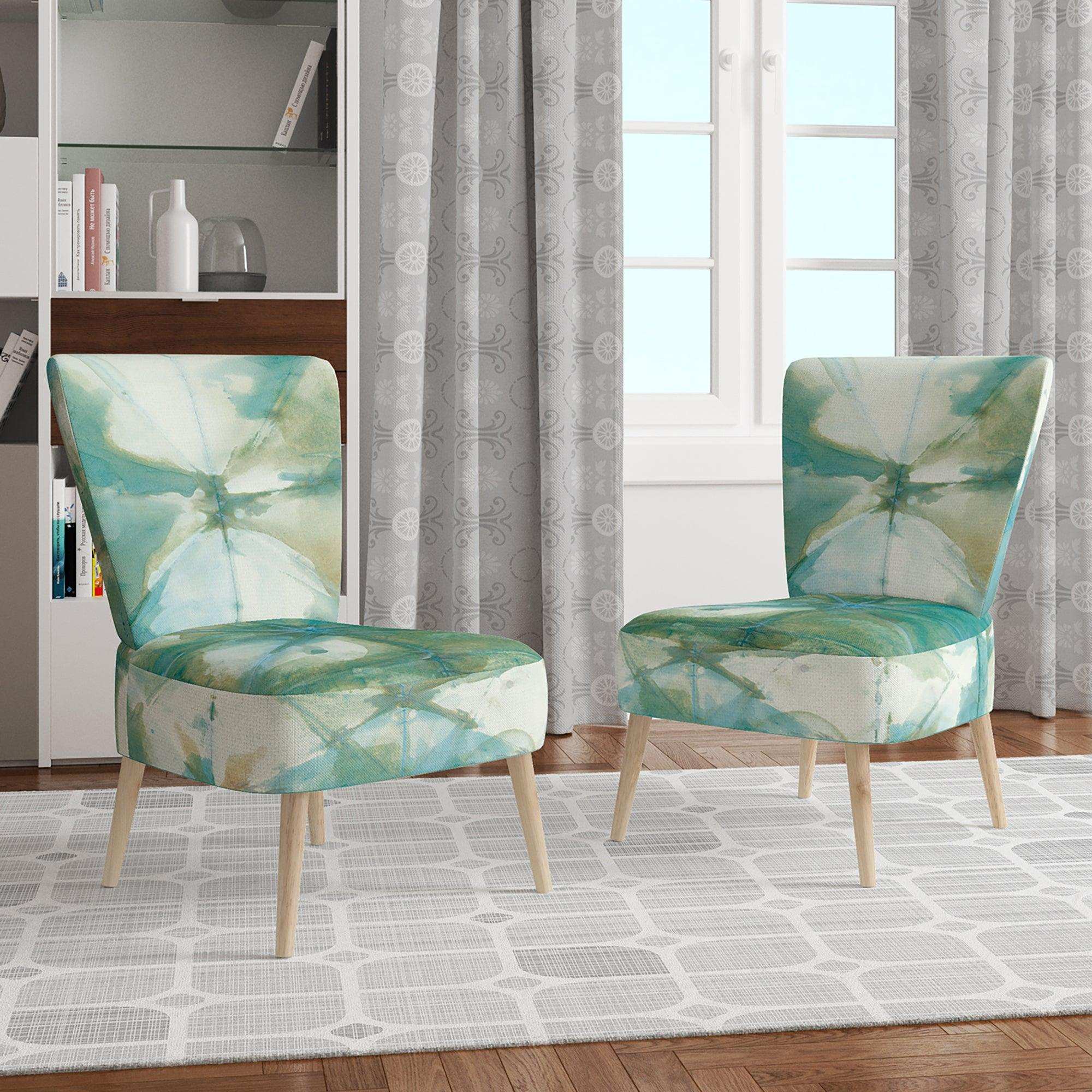 Turquoise Watercolor geometrical III Modern Accent Chair