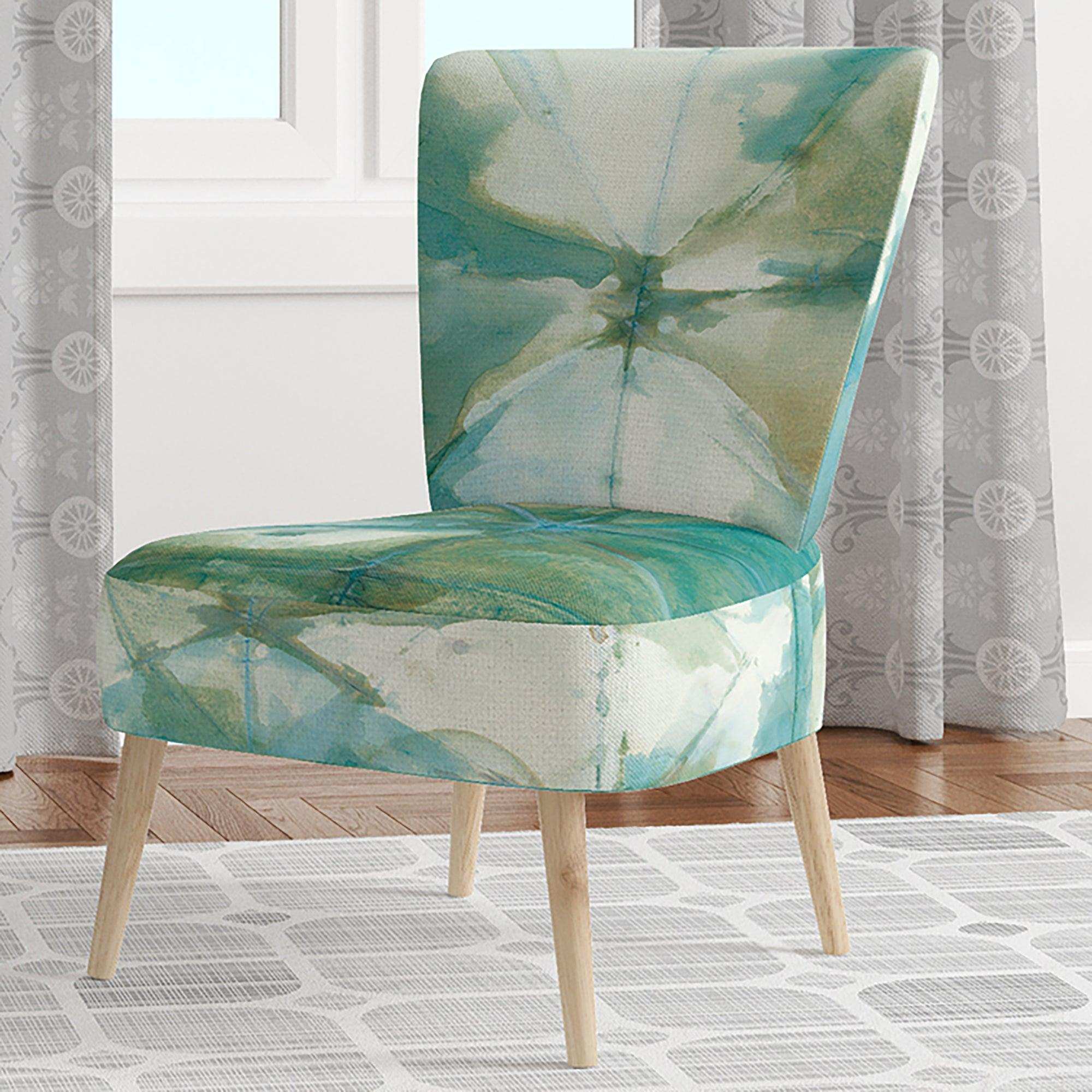 Turquoise Watercolor geometrical III Modern Accent Chair