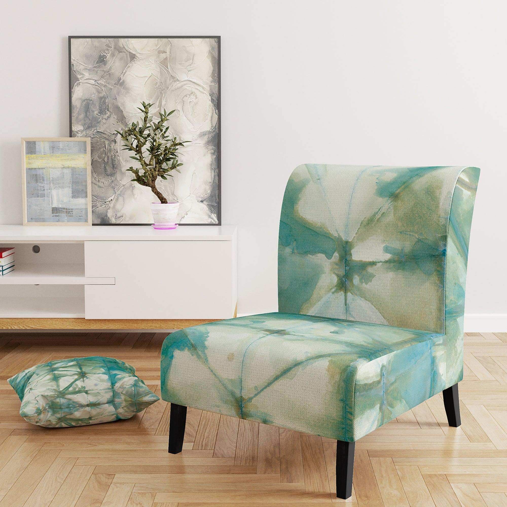 Turquoise Watercolor geometrical III Modern Accent Chair