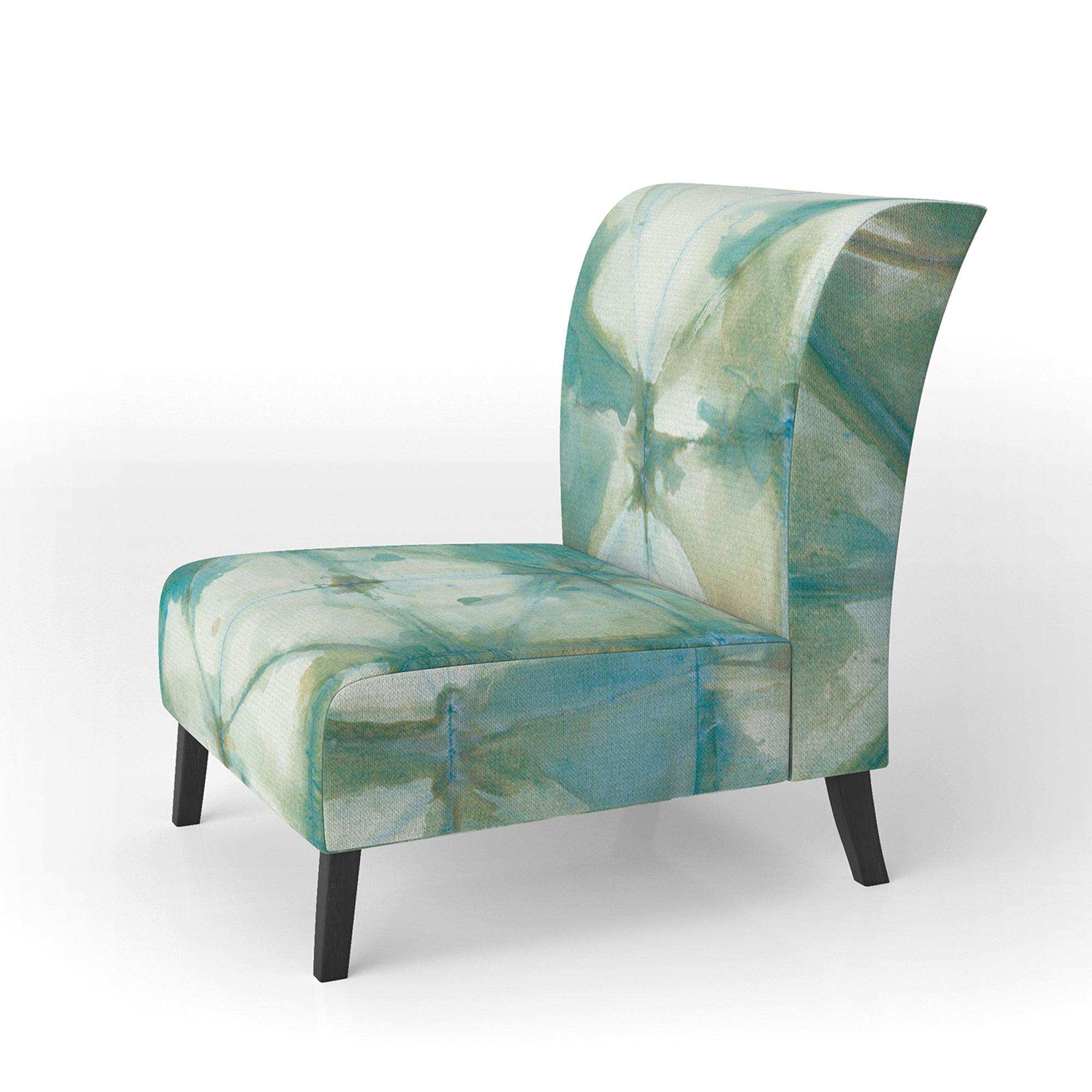 Turquoise Watercolor geometrical III Modern Accent Chair