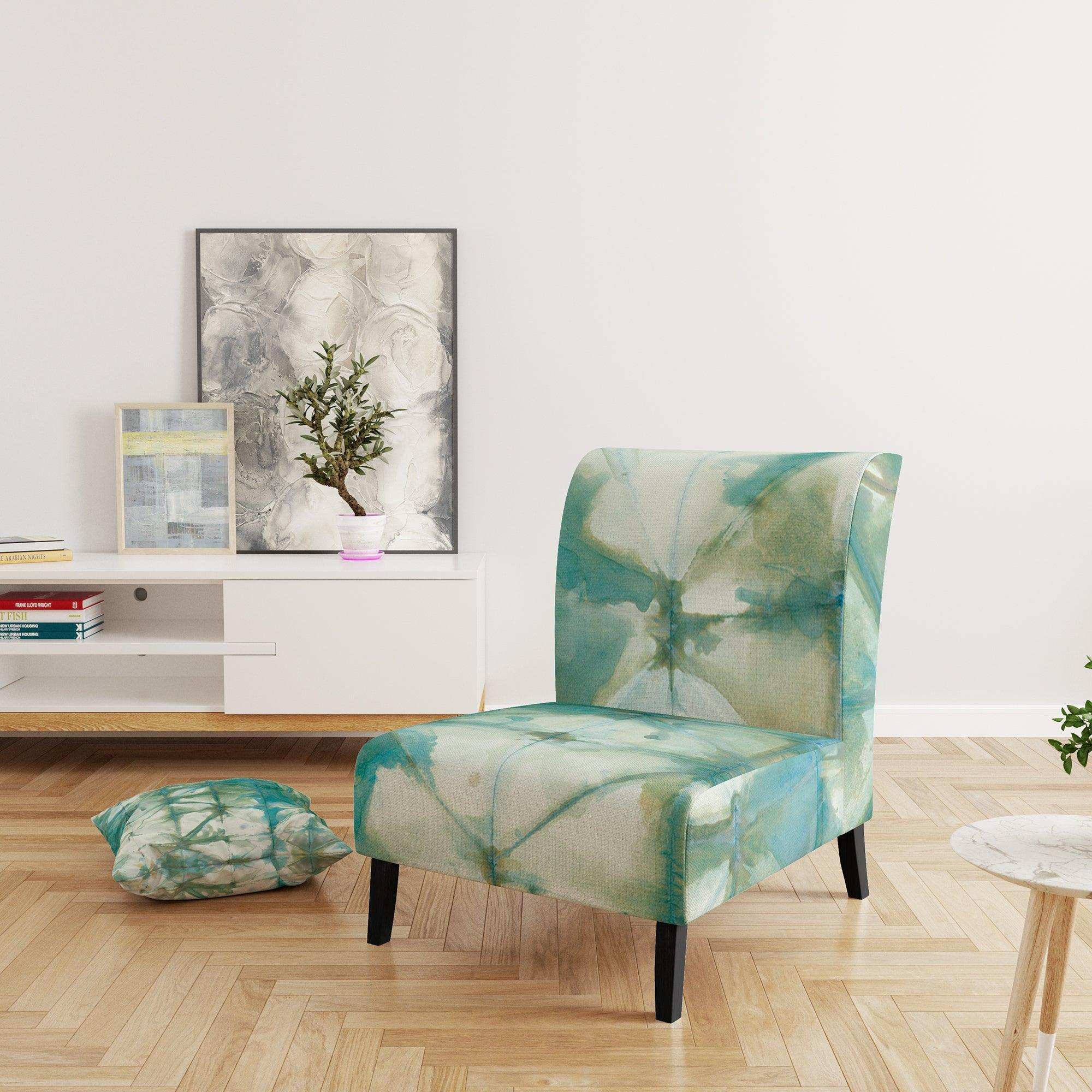 Turquoise Watercolor geometrical III Modern Accent Chair