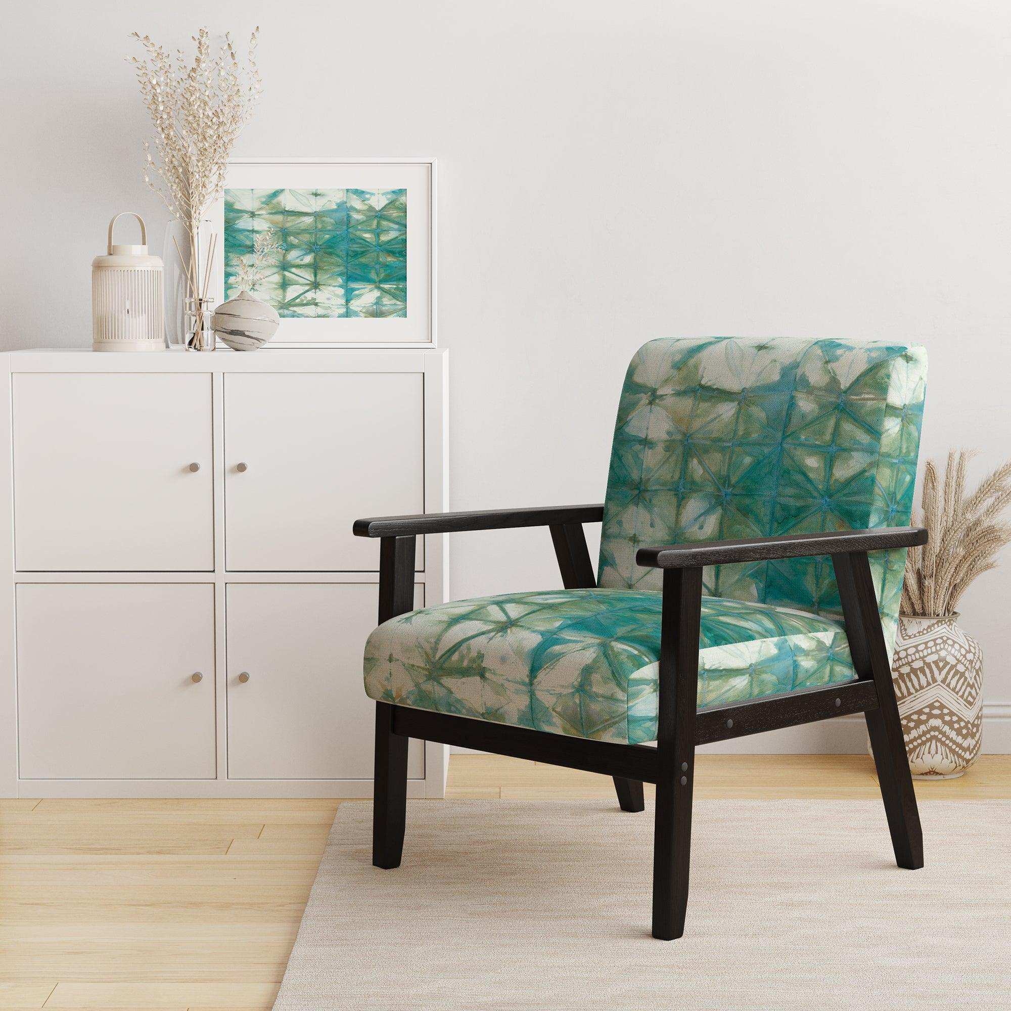 Turquoise Watercolor geometrical III Modern Accent Chair