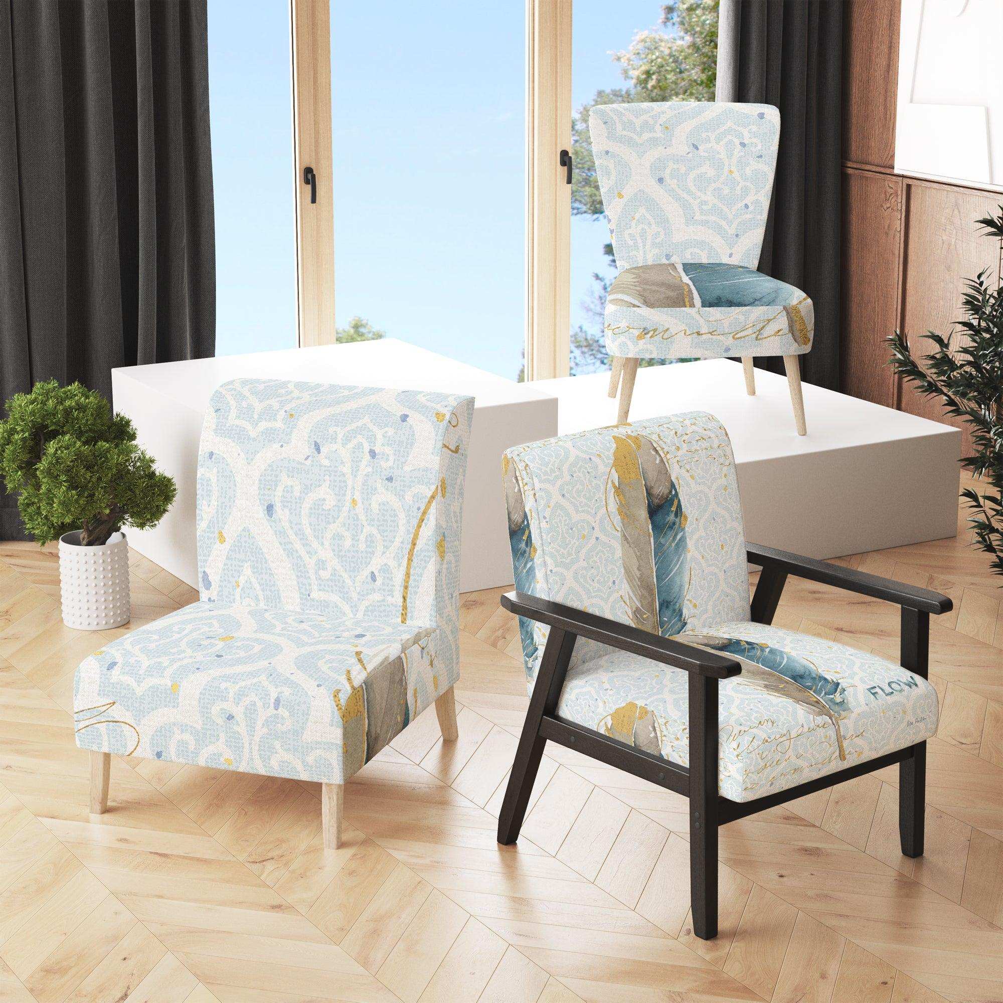 Fields of Gold Watercolor Flower IV Traditional Accent Chair