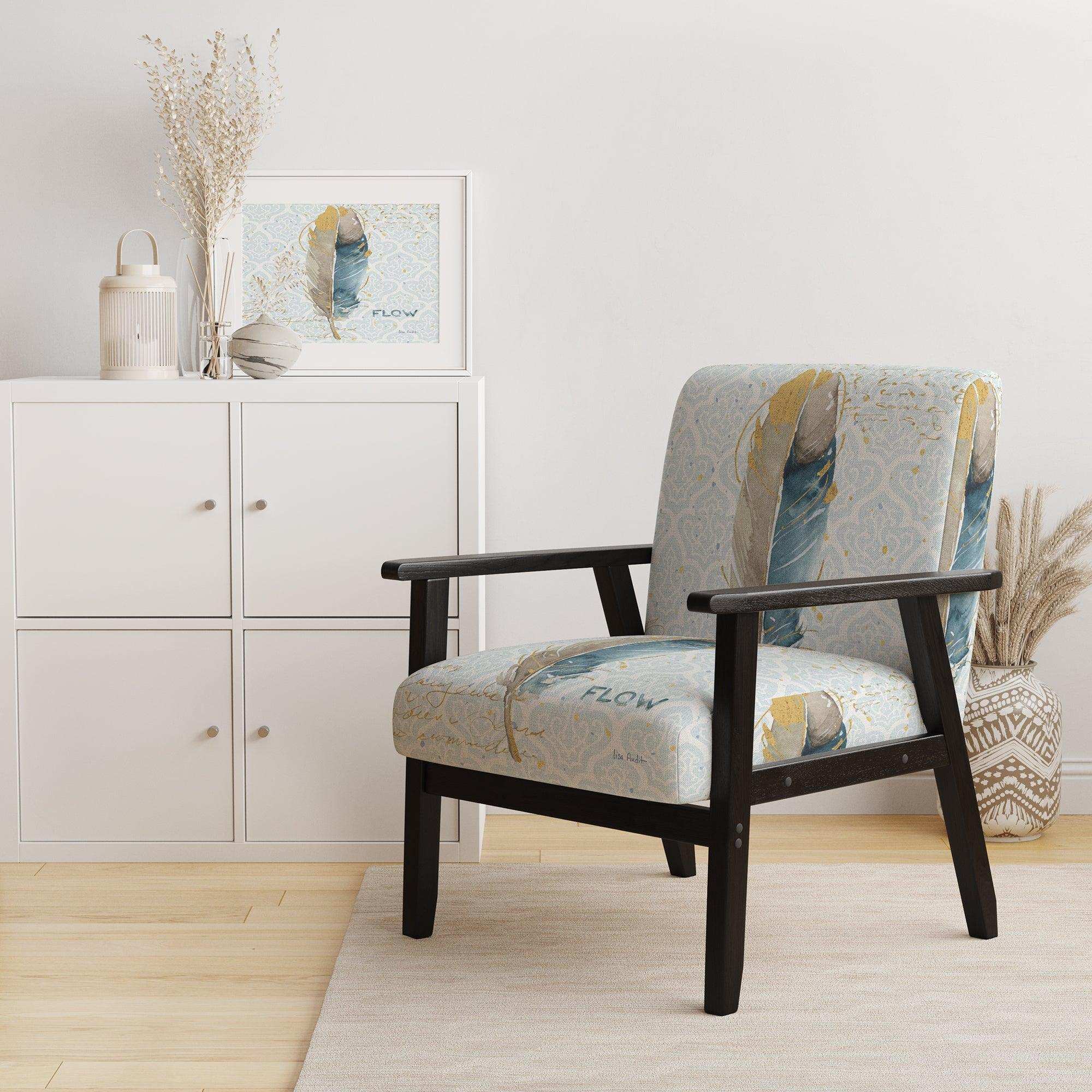 Fields of Gold Watercolor Flower IV Traditional Accent Chair