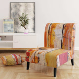 Orange Glam Natural Wood Traditional Accent Chair