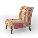 Orange Glam Natural Wood Traditional Accent Chair