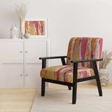 Orange Glam Natural Wood Traditional Accent Chair