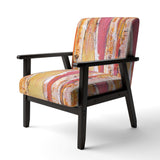 Orange Glam Natural Wood Traditional Accent Chair
