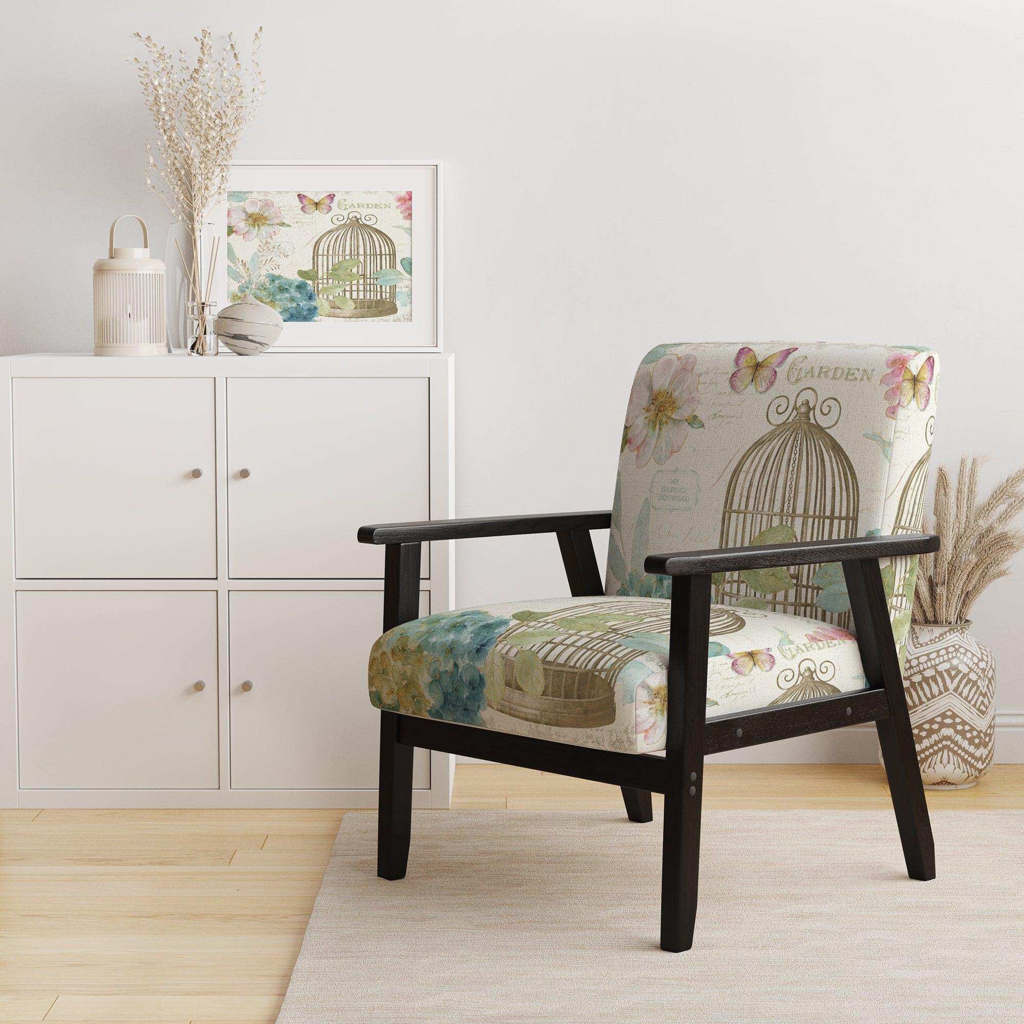 Vintage Floral Birdcage II Traditional Accent Chair