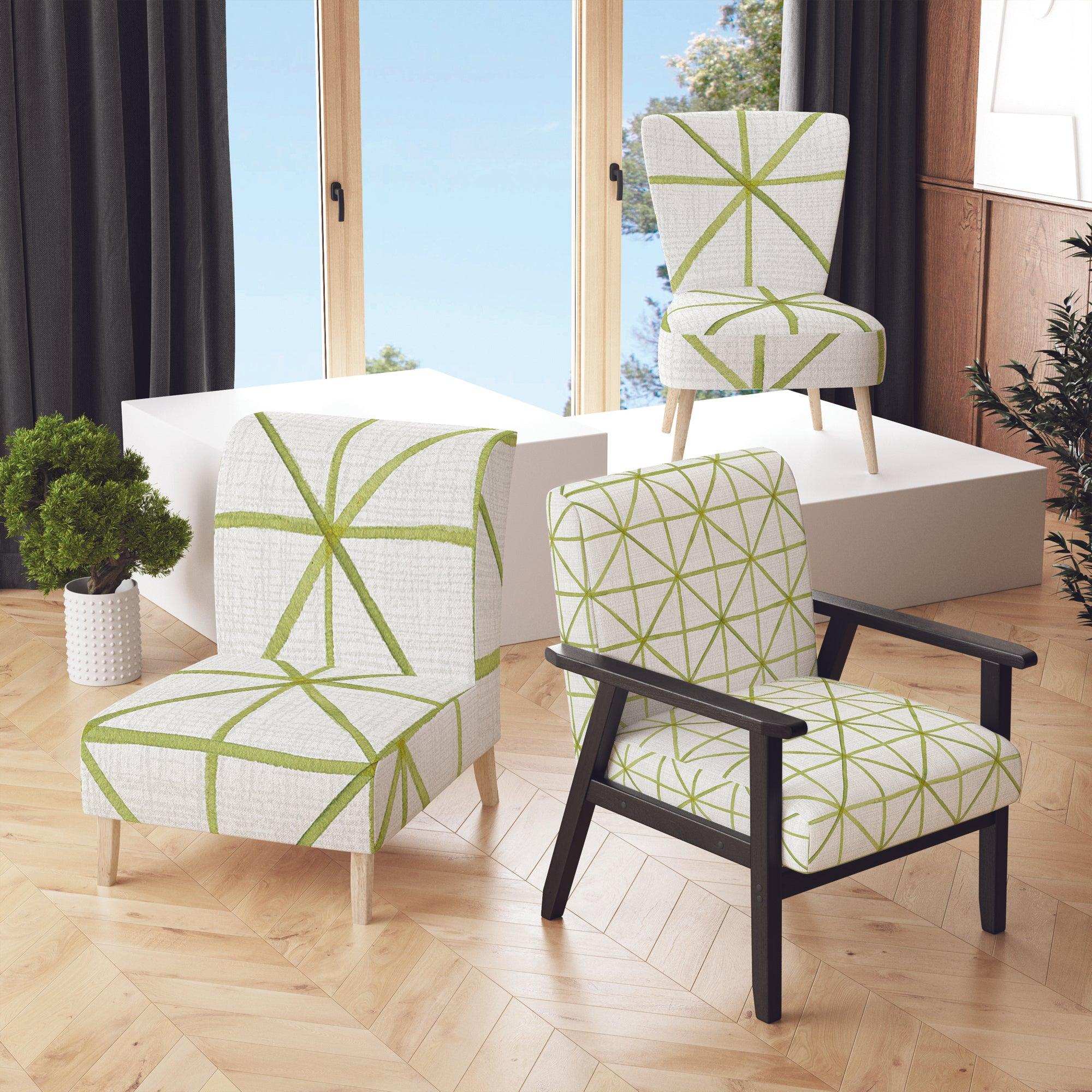 geometric Green Triangle II Mid-Century Accent Chair