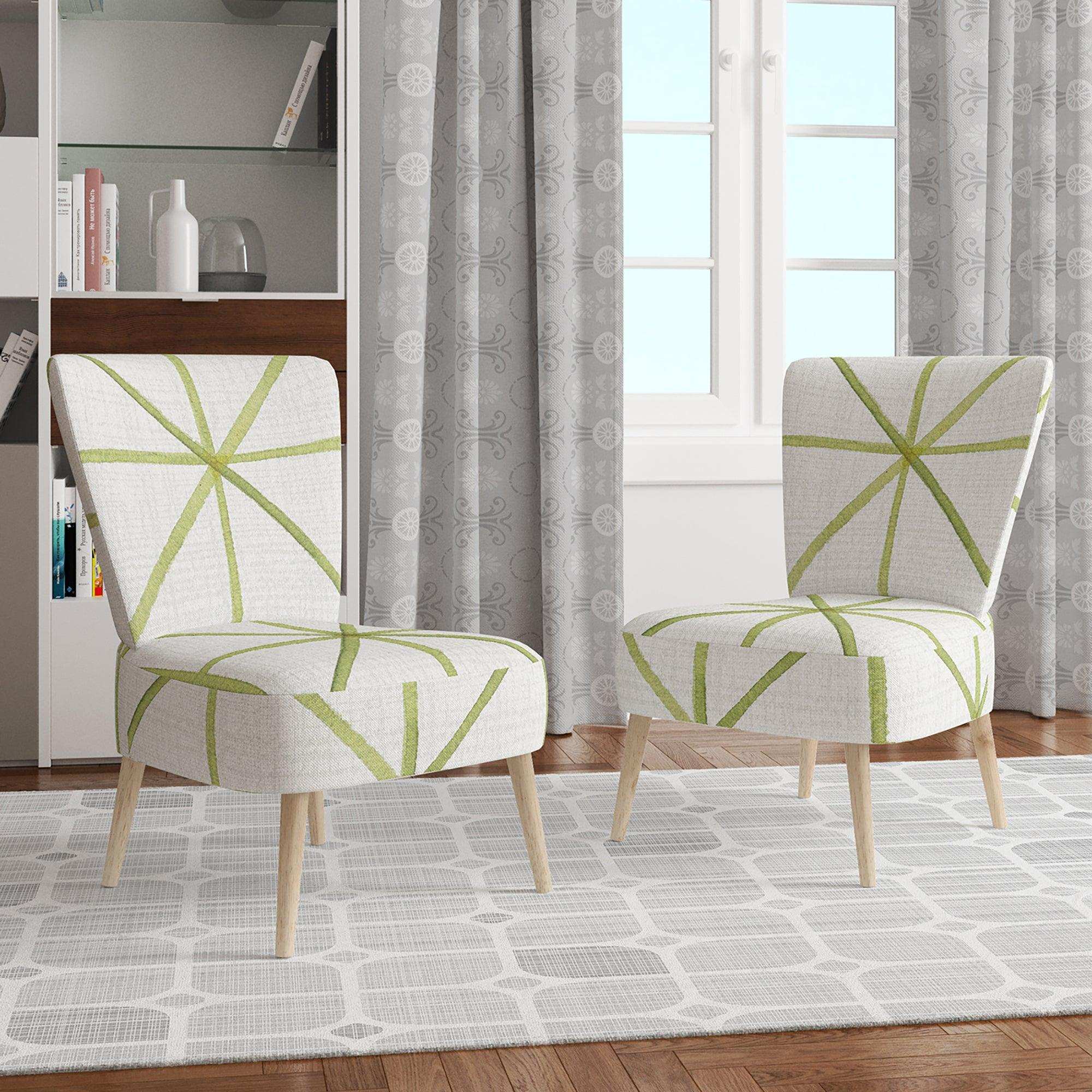 geometric Green Triangle II Mid-Century Accent Chair