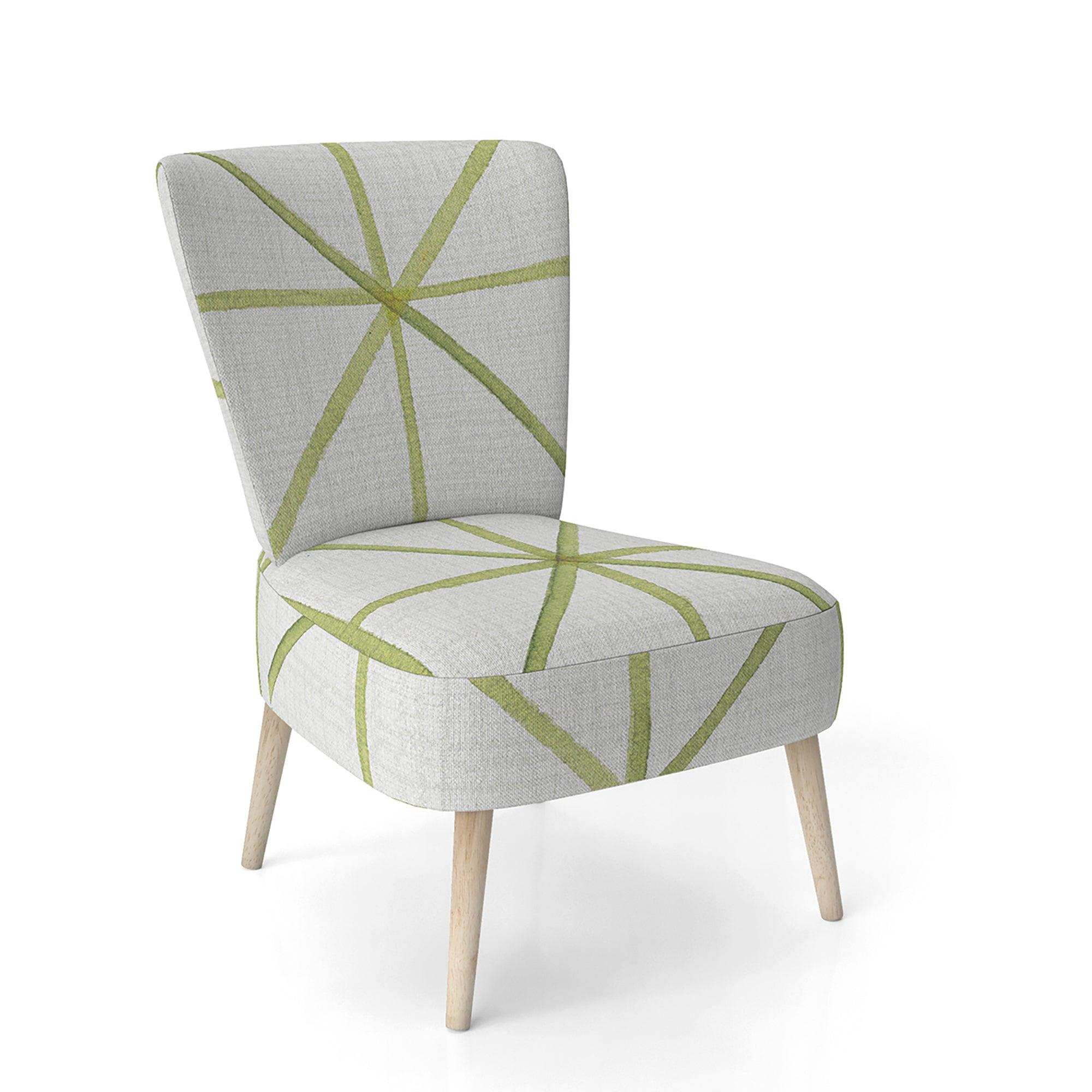 geometric Green Triangle II Mid-Century Accent Chair