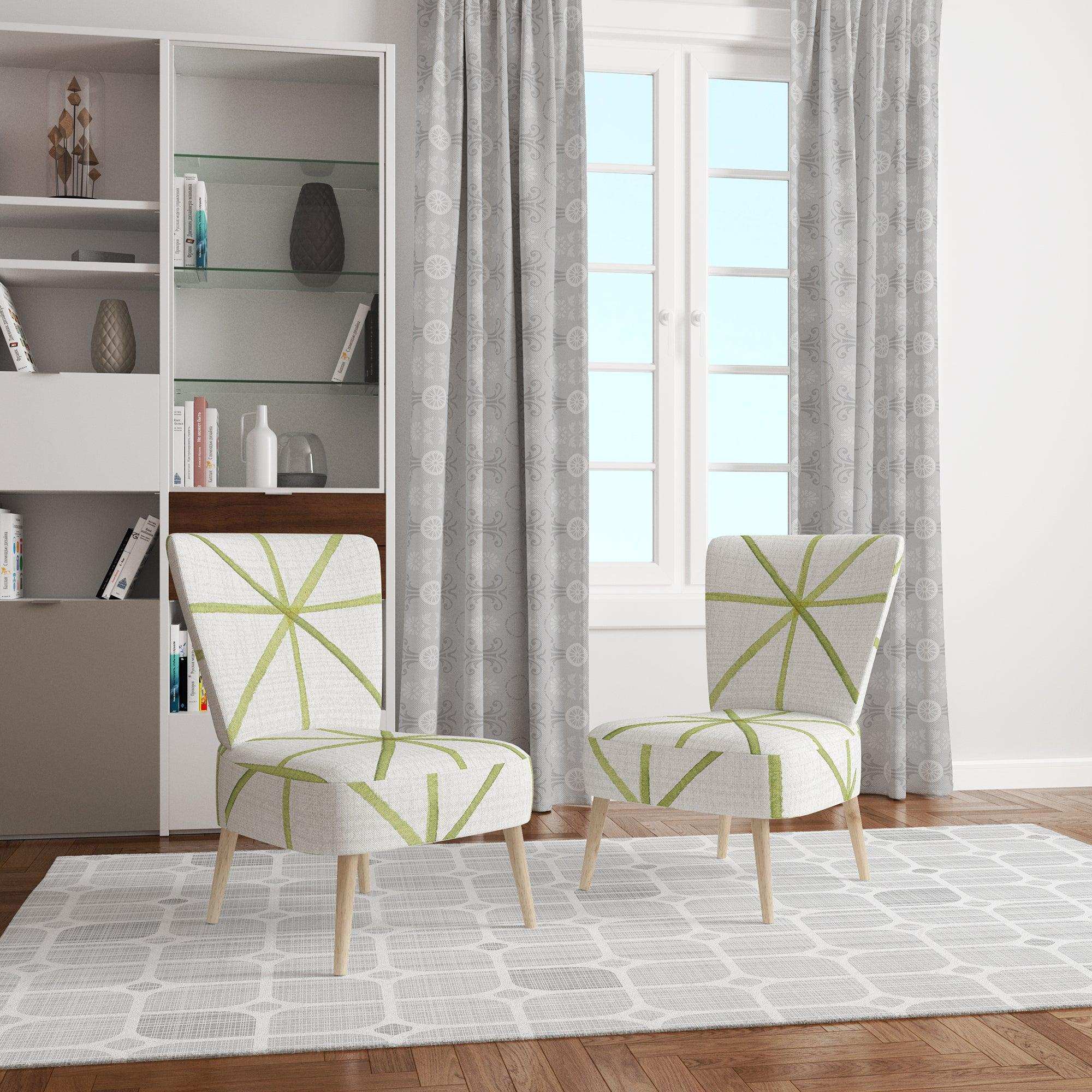 geometric Green Triangle II Mid-Century Accent Chair