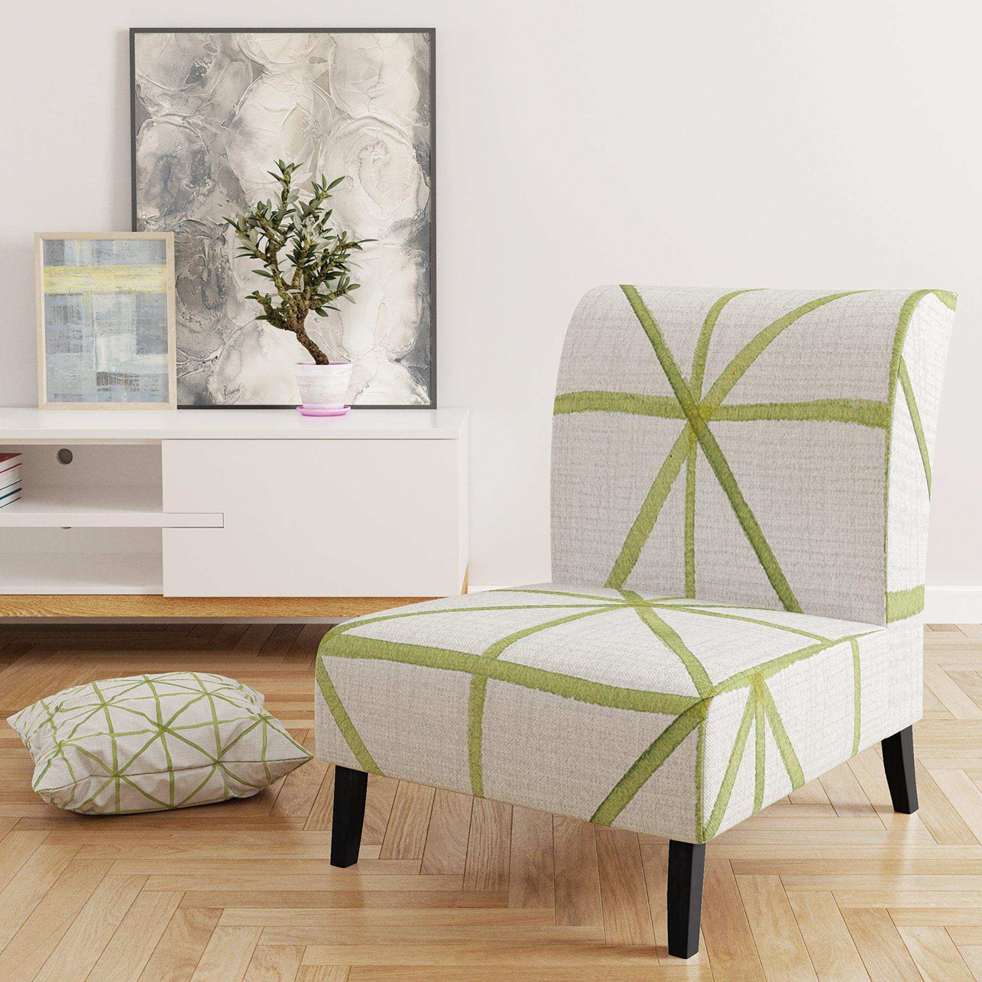 geometric Green Triangle II Mid-Century Accent Chair