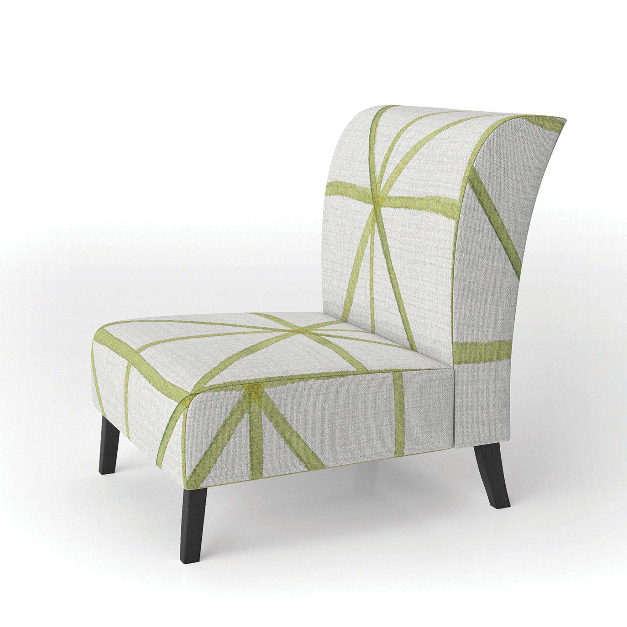 geometric Green Triangle II Mid-Century Accent Chair
