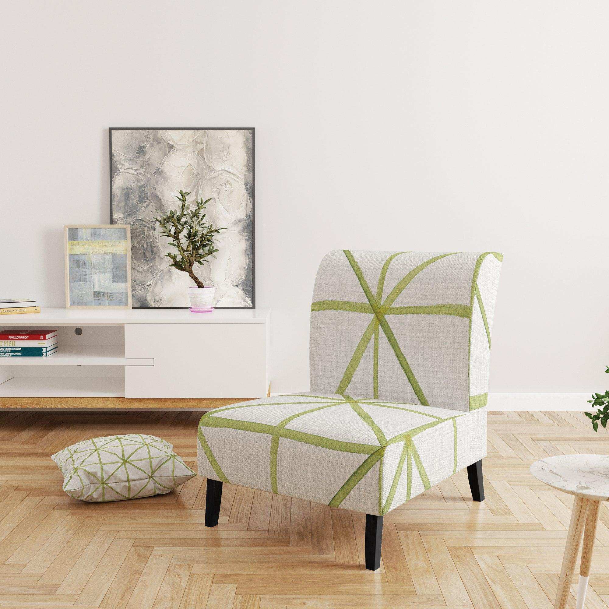 geometric Green Triangle II Mid-Century Accent Chair