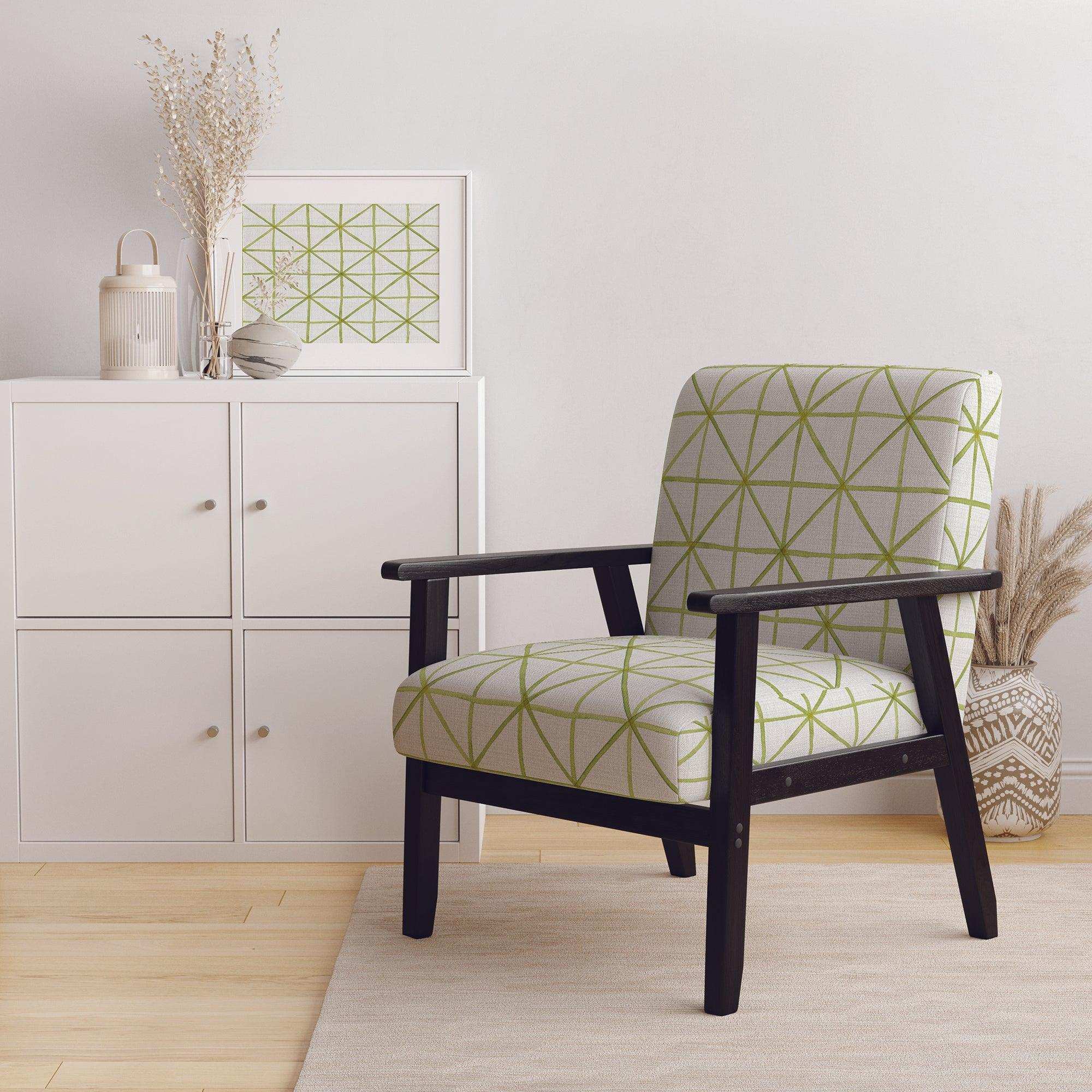 geometric Green Triangle II Mid-Century Accent Chair