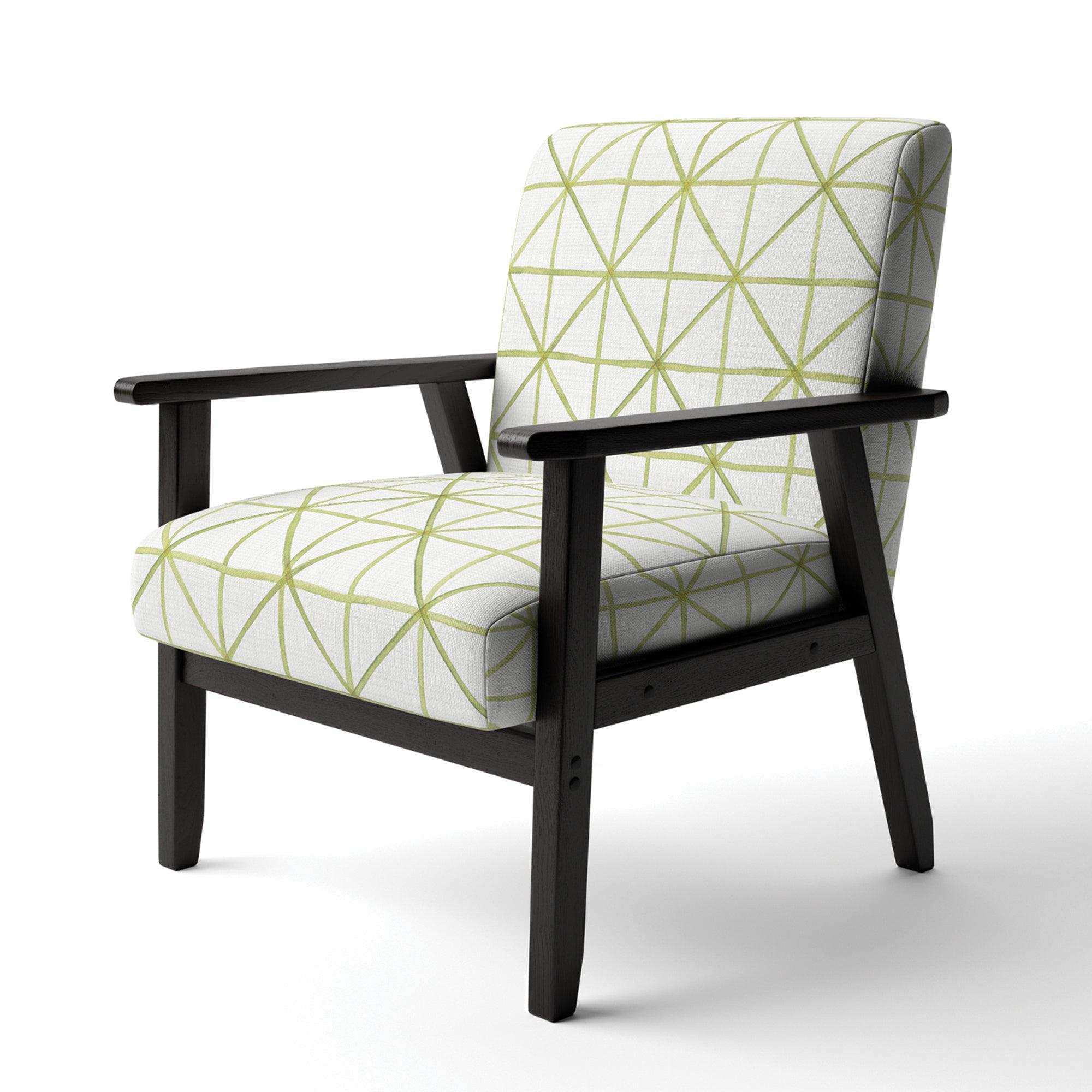geometric Green Triangle II Mid-Century Accent Chair
