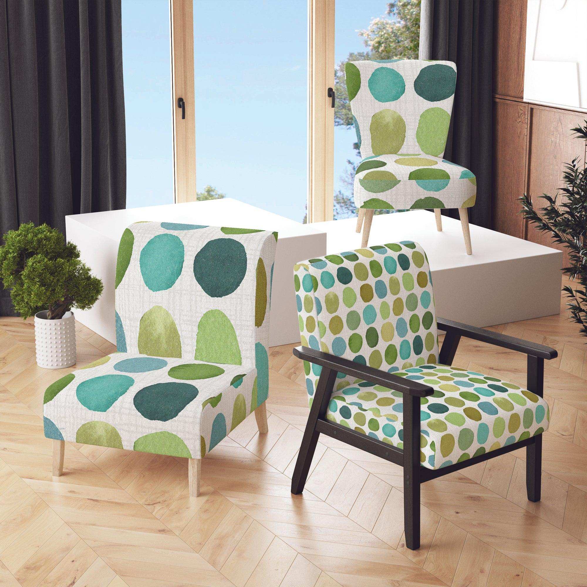 geometric Green Circle I Mid-Century Accent Chair