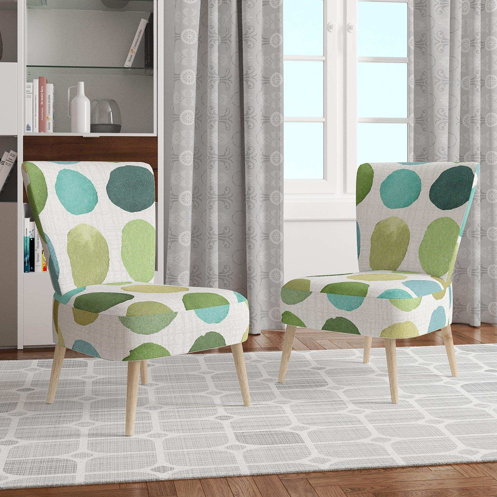 geometric Green Circle I Mid-Century Accent Chair