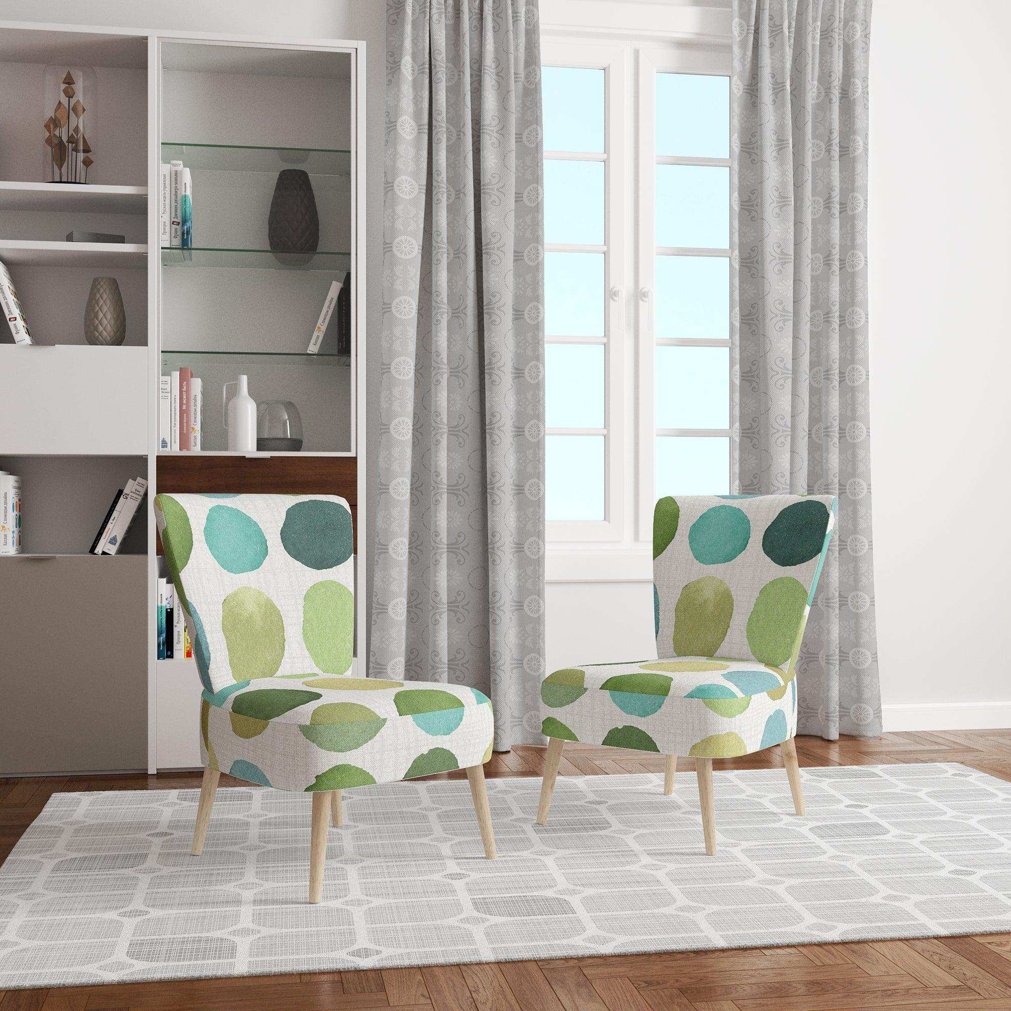 geometric Green Circle I Mid-Century Accent Chair