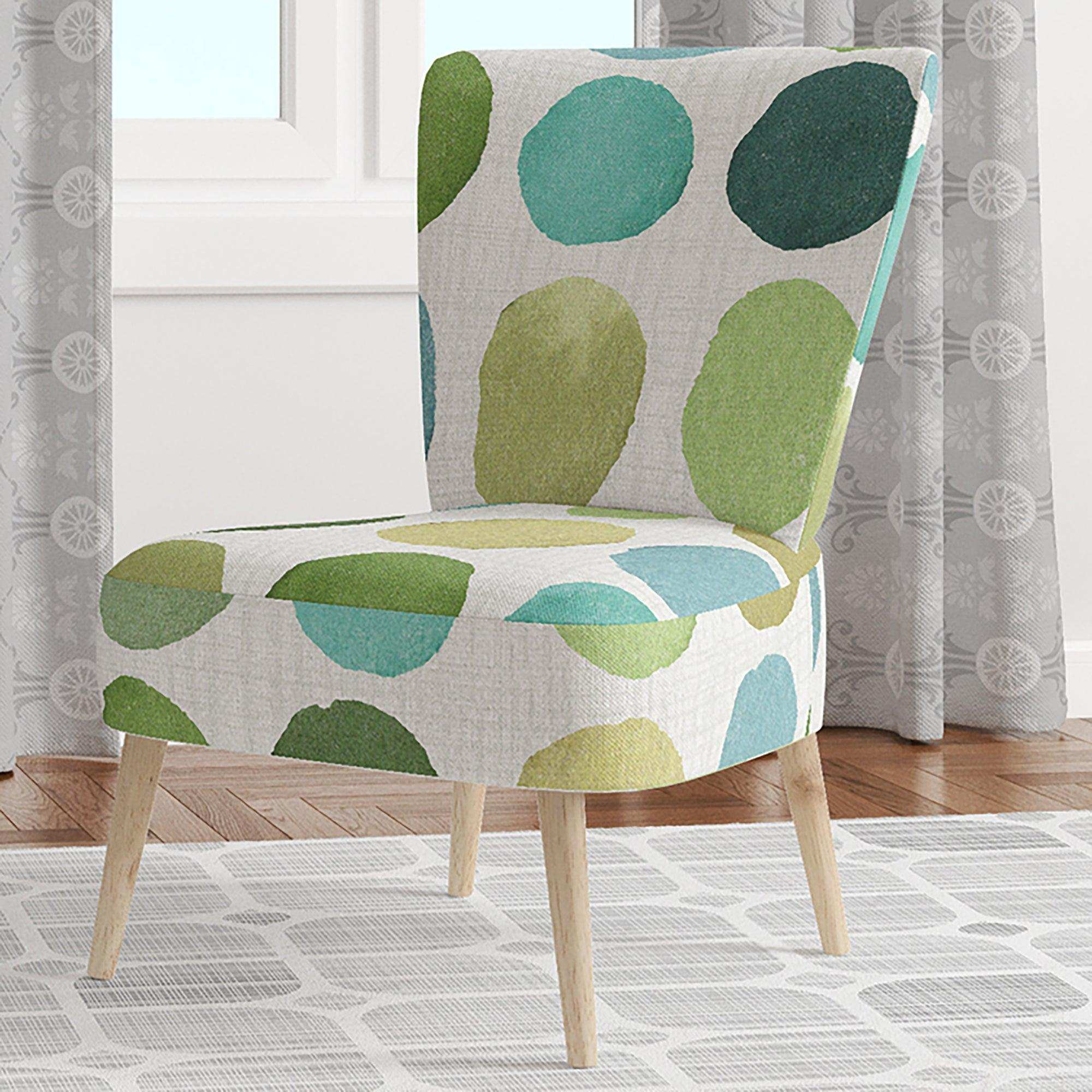geometric Green Circle I Mid-Century Accent Chair