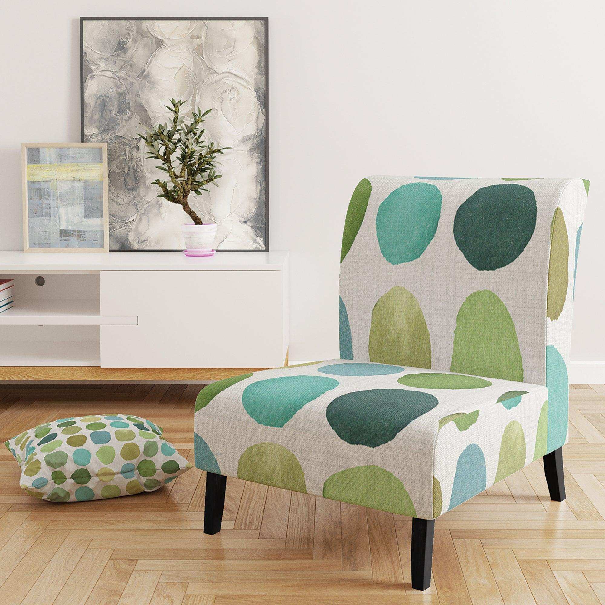 geometric Green Circle I Mid-Century Accent Chair