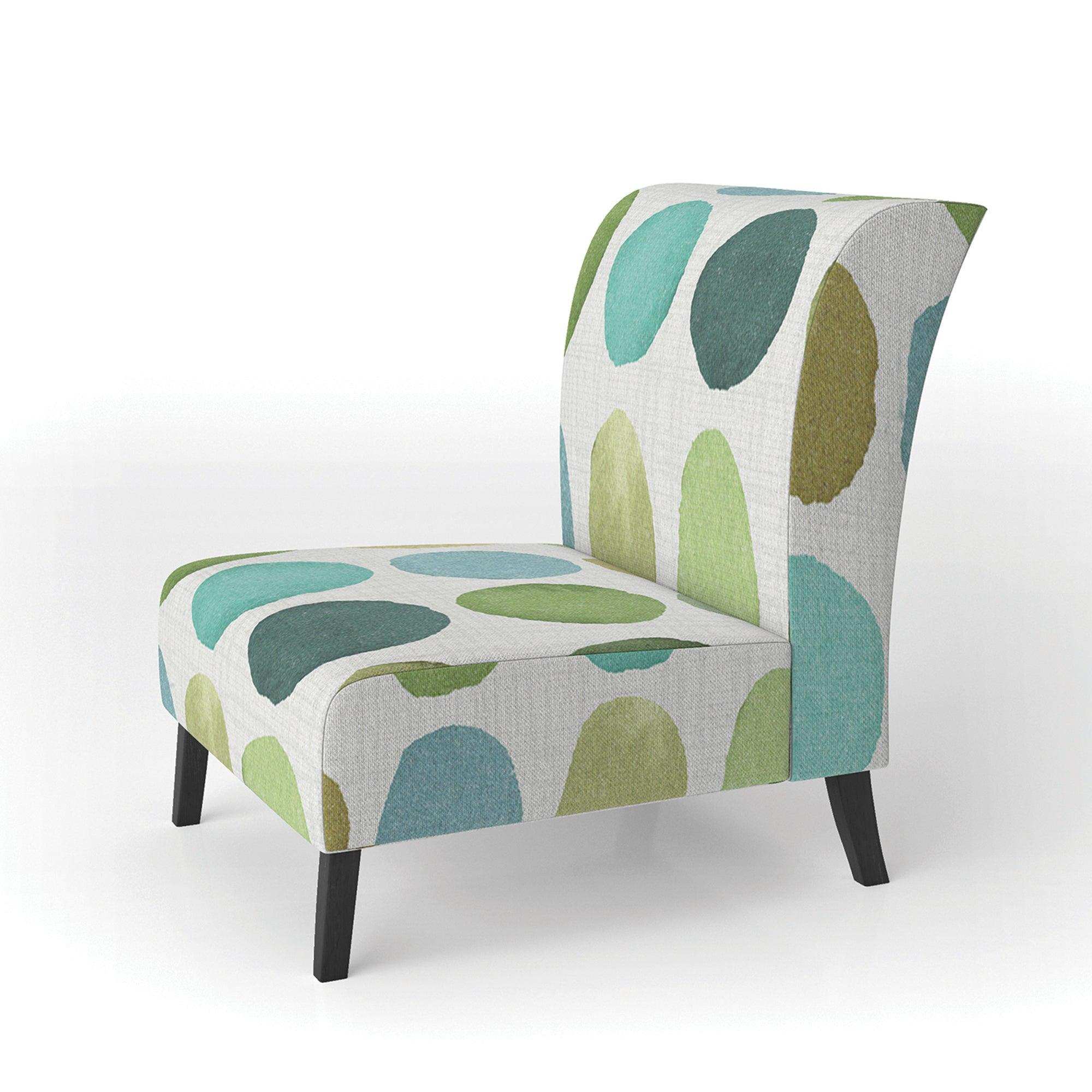 geometric Green Circle I Mid-Century Accent Chair