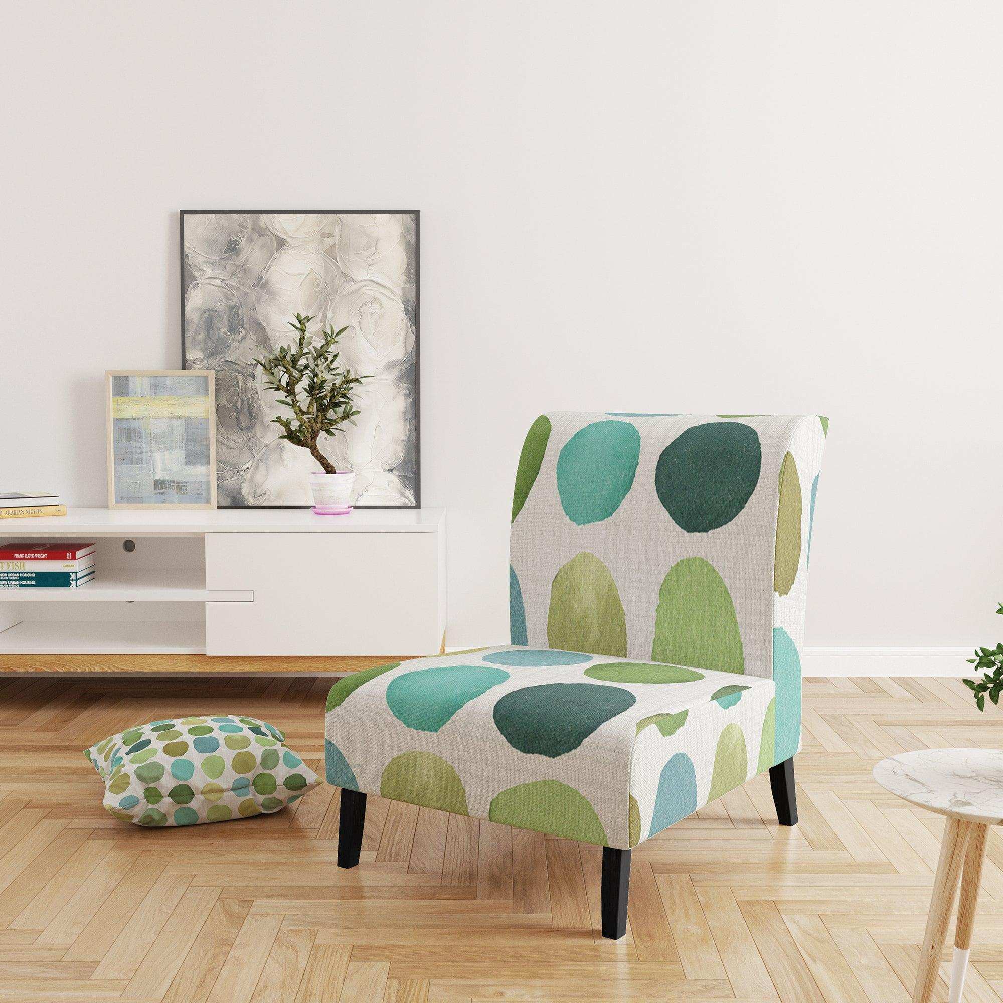 geometric Green Circle I Mid-Century Accent Chair
