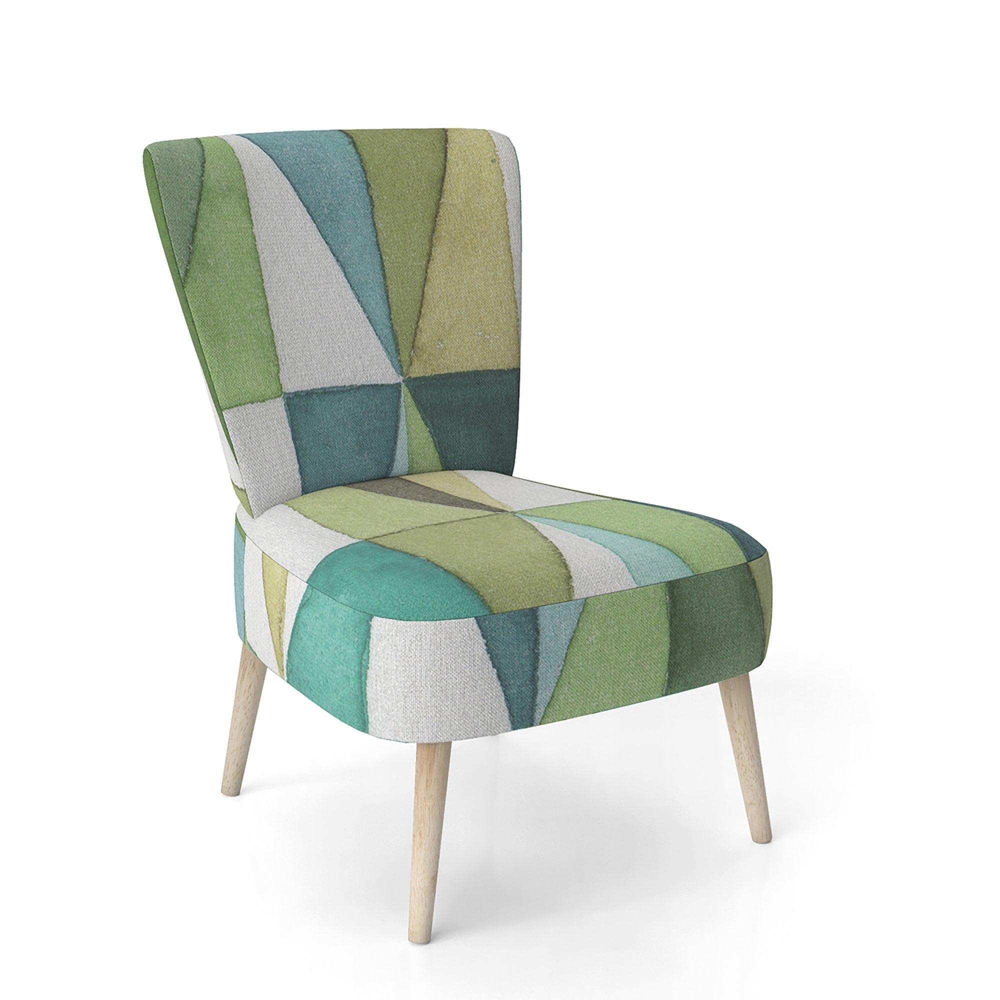 geometric Green Triangle III Mid-Century Accent Chair