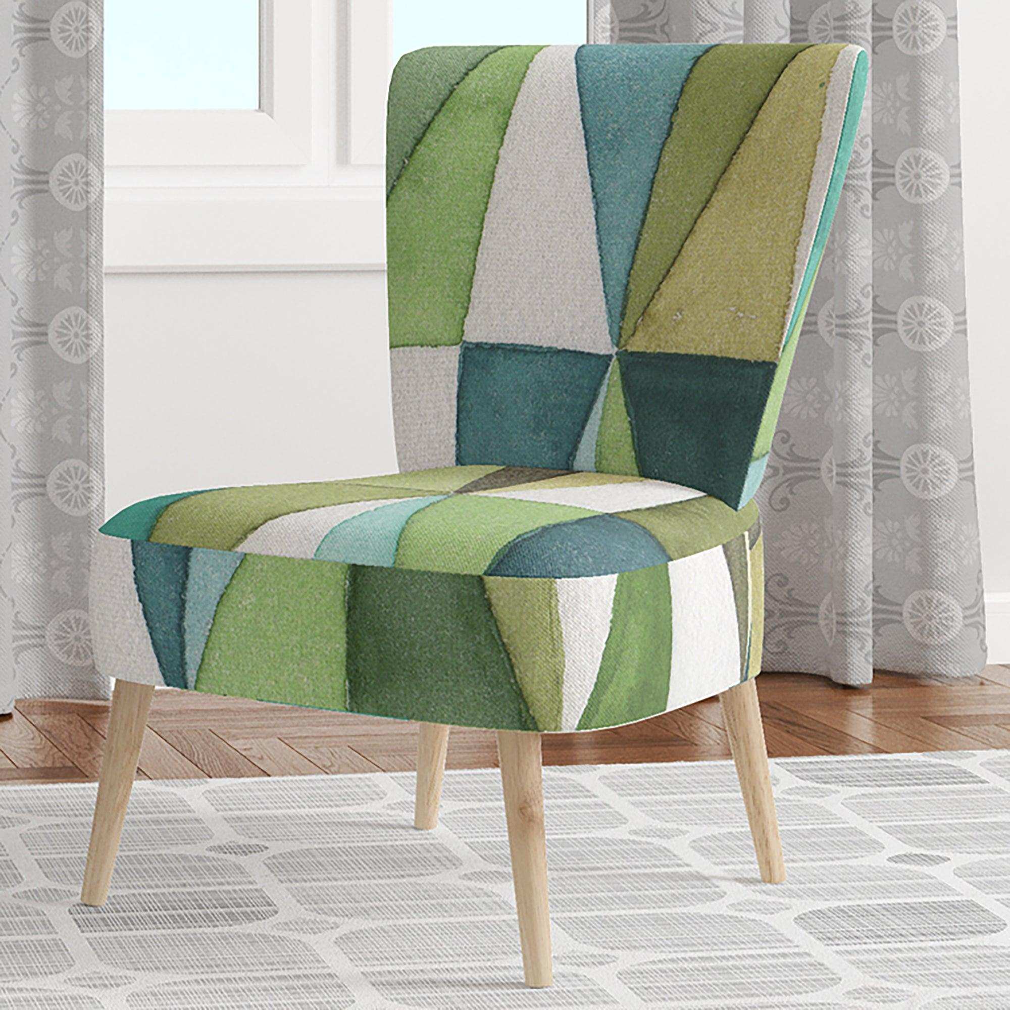 geometric Green Triangle III Mid-Century Accent Chair