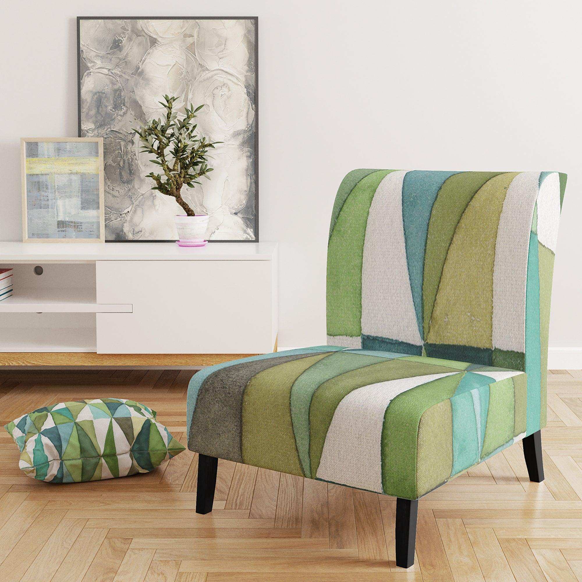 geometric Green Triangle III Mid-Century Accent Chair