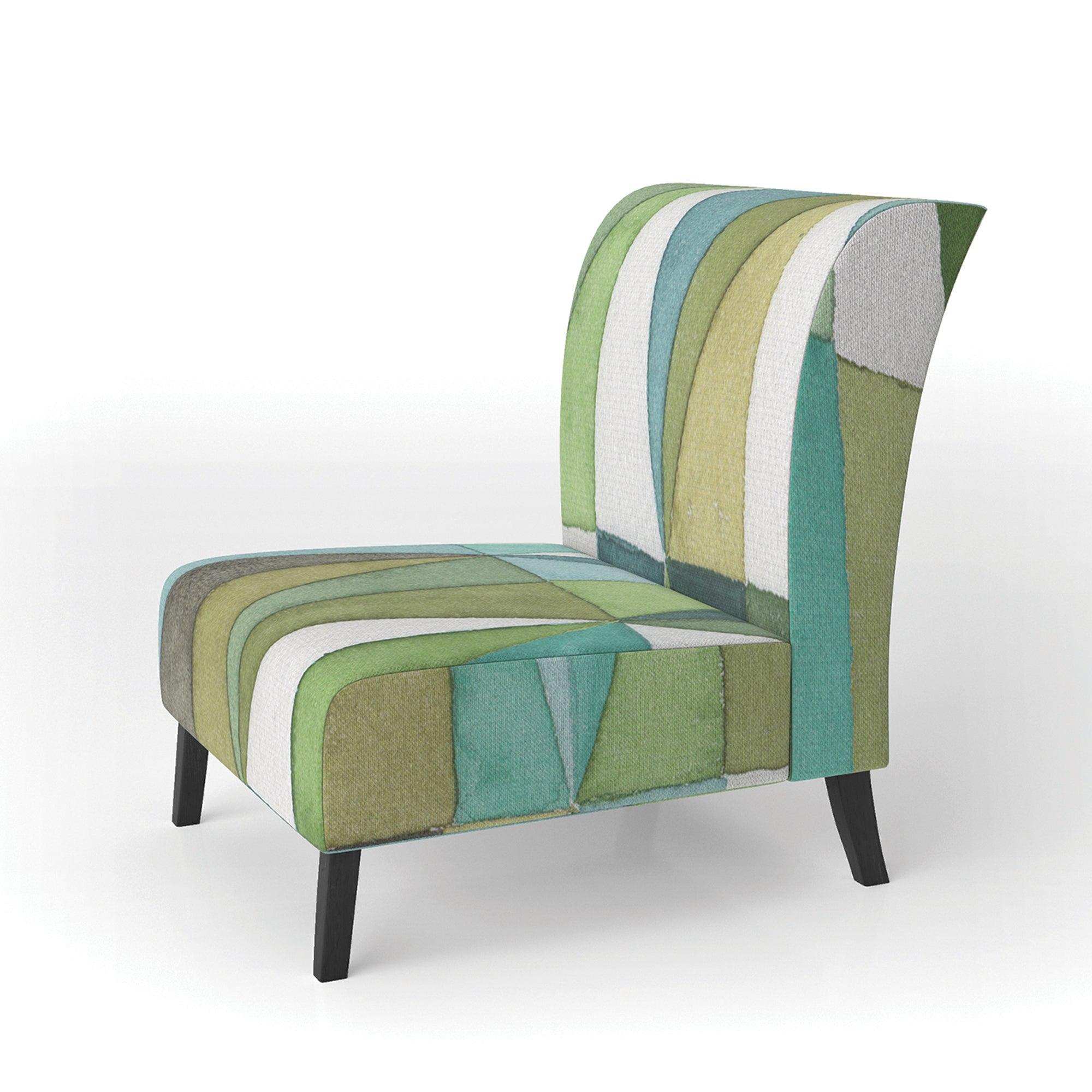 geometric Green Triangle III Mid-Century Accent Chair