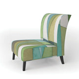 geometric Green Triangle III Mid-Century Accent Chair