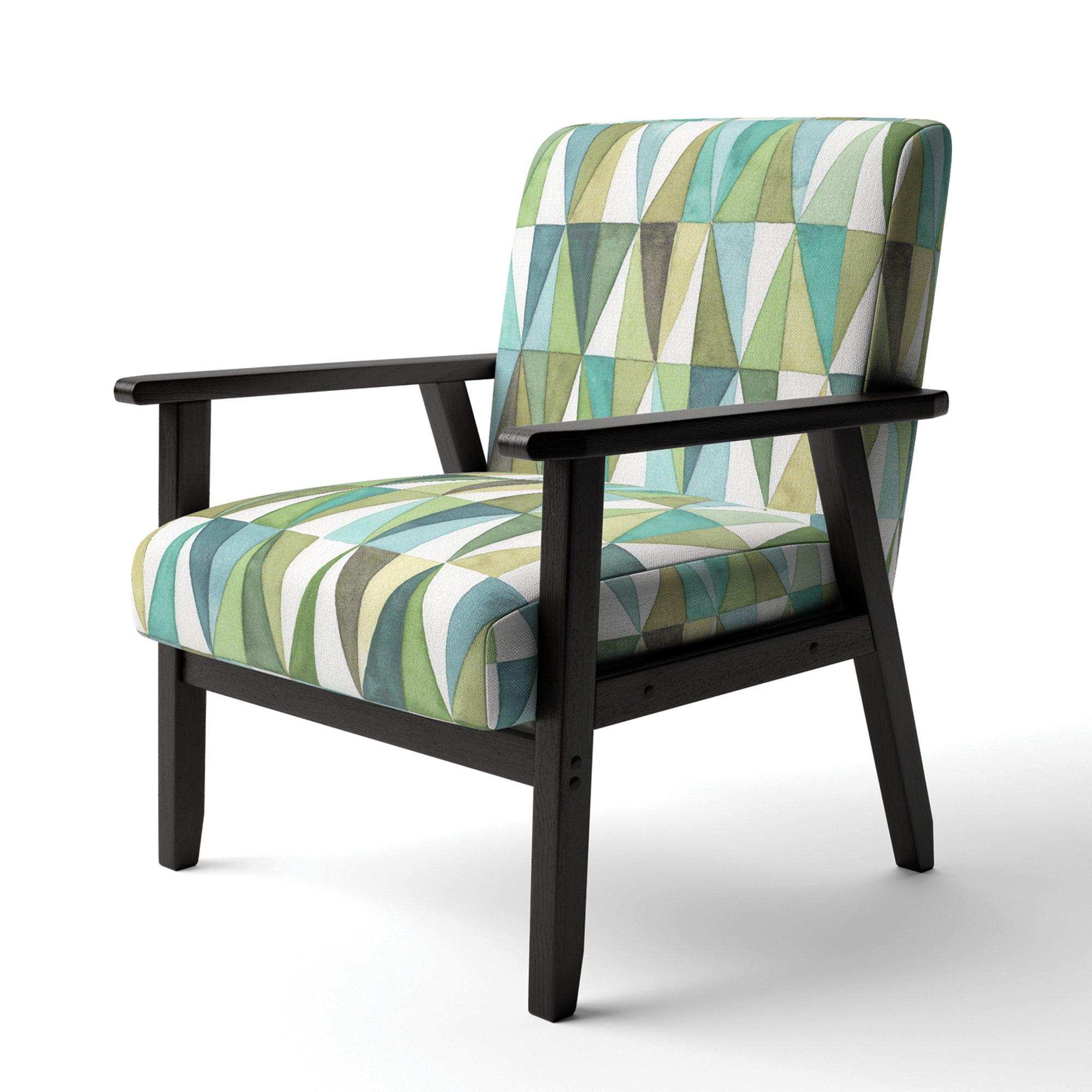 geometric Green Triangle III Mid-Century Accent Chair